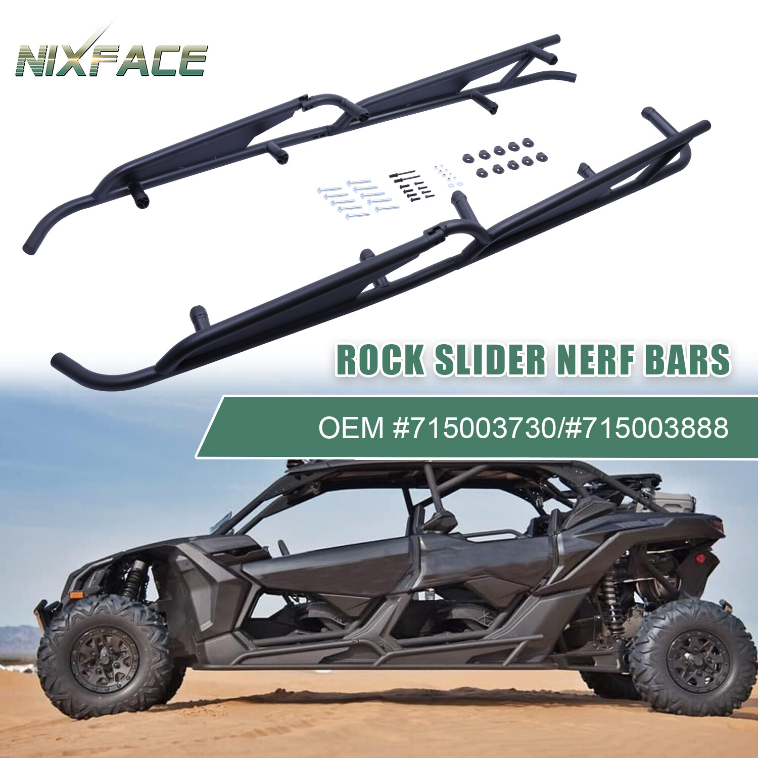 Nerf Bars Rock Sliders for 2017-2024 Can-Am Maverick X3 Max – 4 Seater 715003888