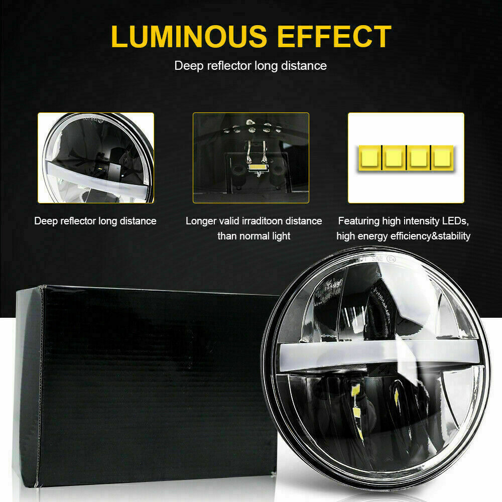 4PCS 5.75 5 3/4 Projector LED Headlights for Kenworth W-900A W900A Peterbilt 359