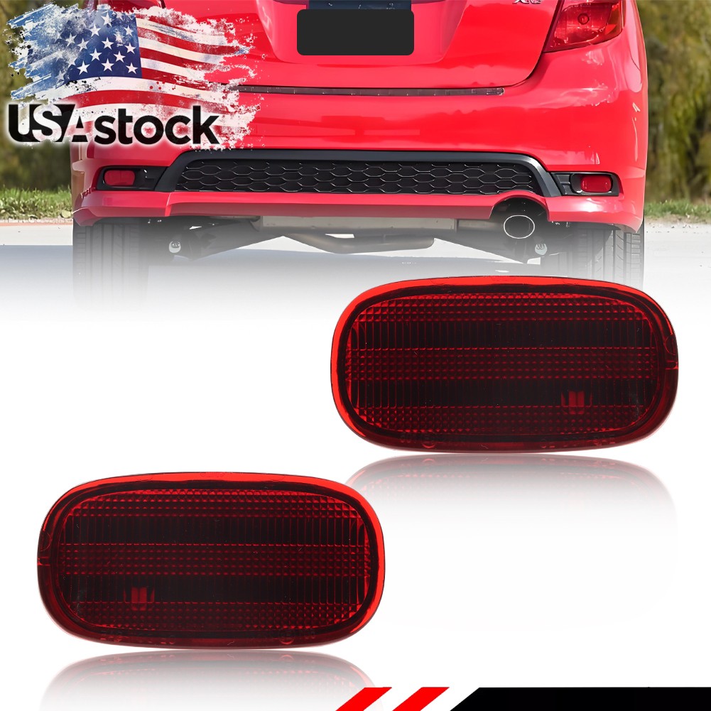 2X Red Rear Bumper Side Marker Reflectors For 96-05 Toyota RAV4 & 10-14 Matrix