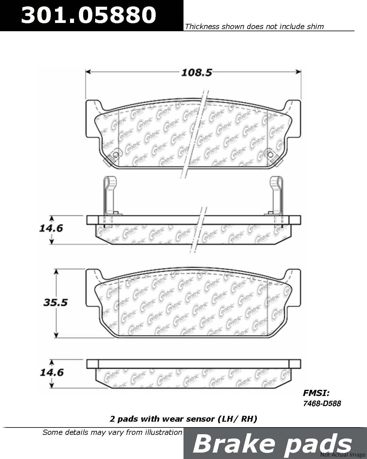 Centric Rear Disc Brake Pad Set for INFINITI Q45, M45, J30 (301.05880)