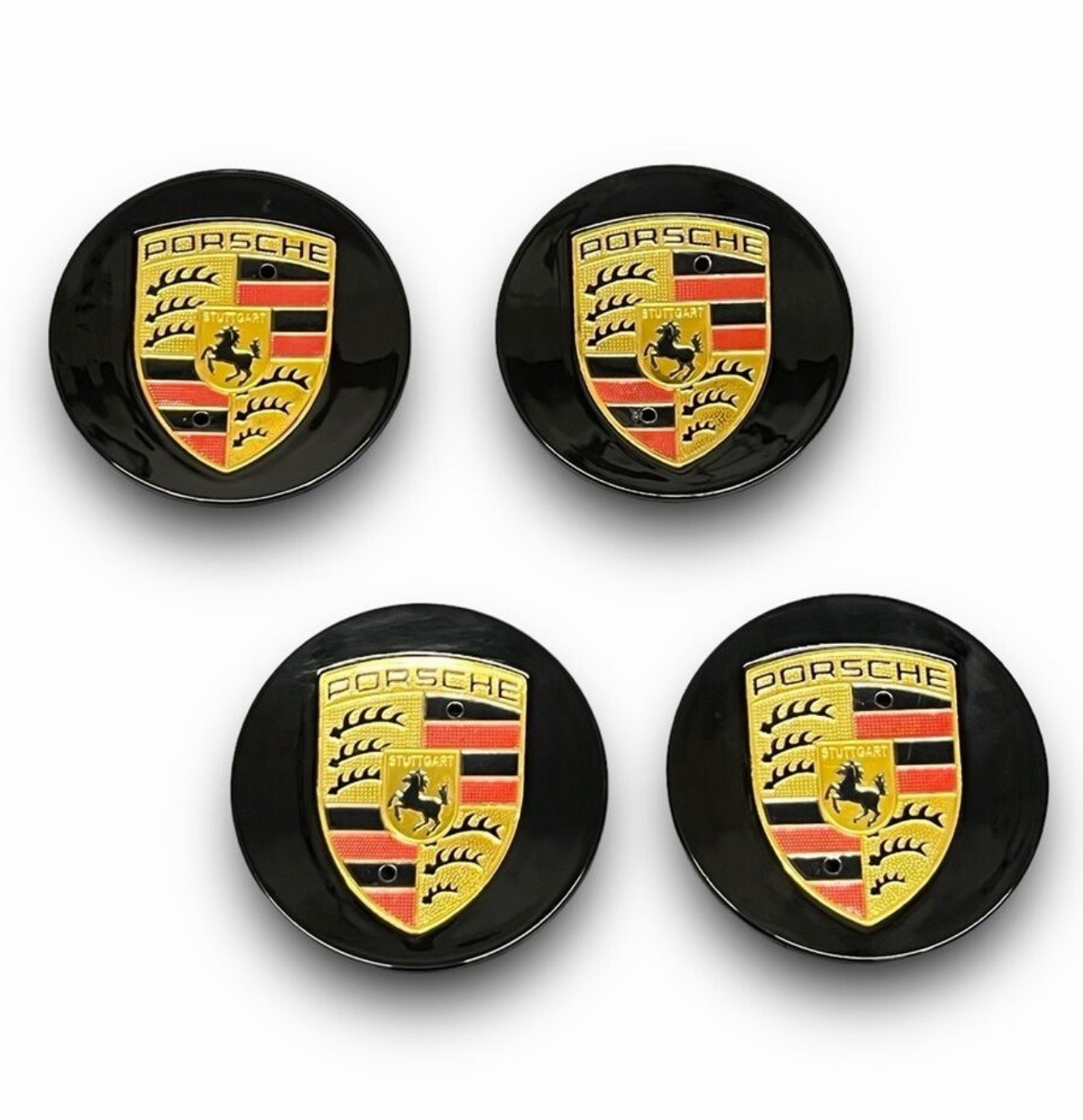 65mm Macan Center Caps Concave Gloss Black Color Crest (Set Of 4)
