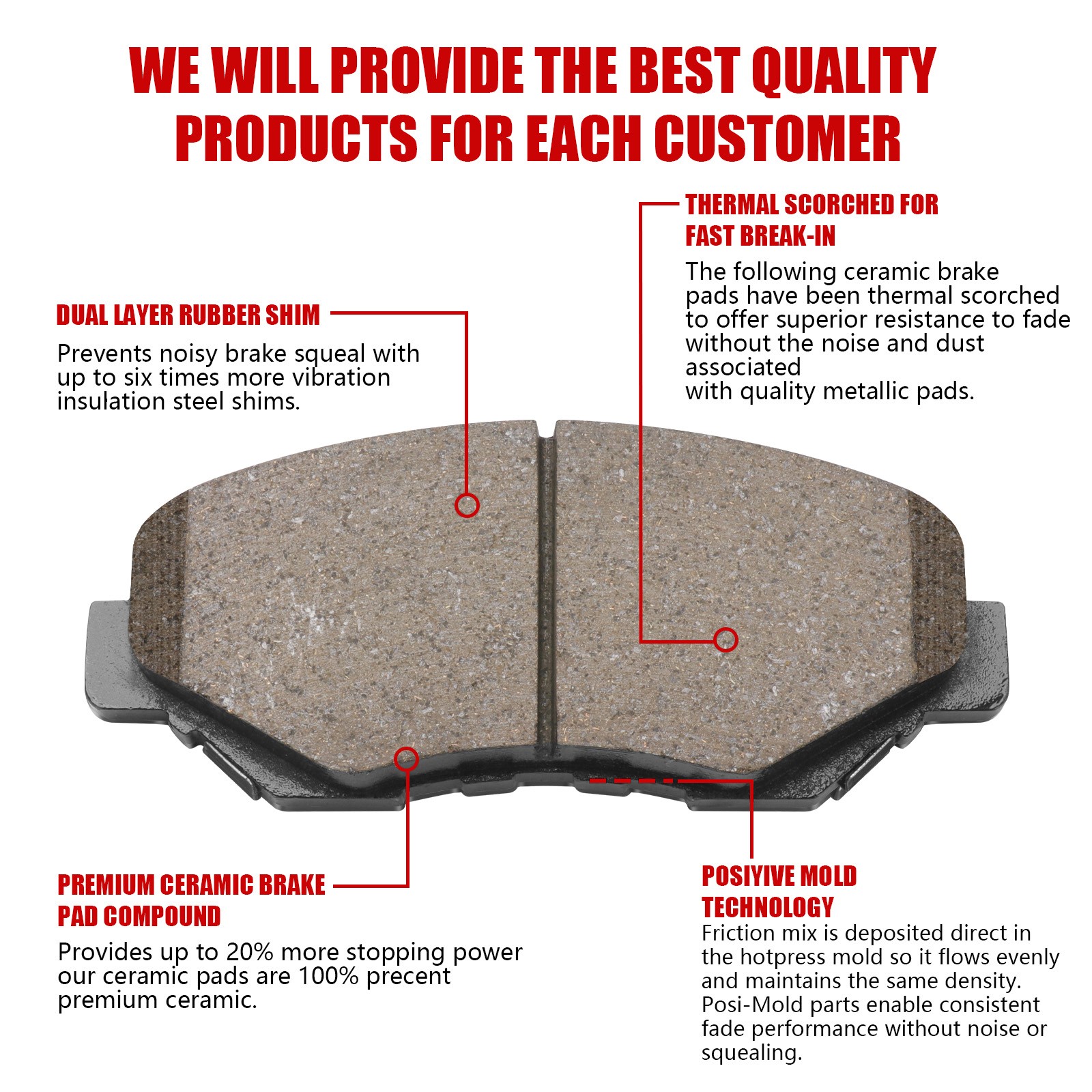 Front Ceramic Brake Pads For Honda Accord 2008 – 2015 LX, LX-P, LX-S, SE