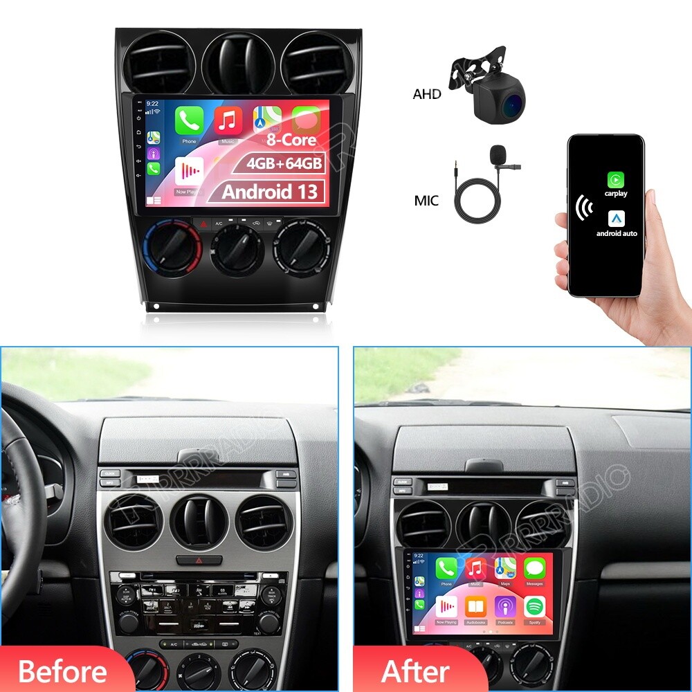 For Mazda 6 2004-2015 Android 13 Car Radio Stereo Player GPS Navi CarPlay 4+64GB