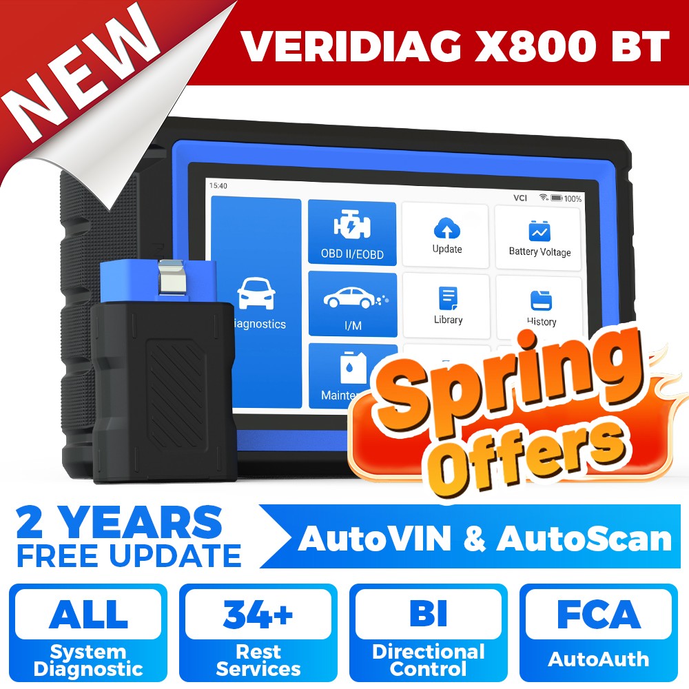 2026 Newest TOPDON VerDiag X800BT Bidirectional OBD2 Scanner SFD FCA SGW CAN-FD