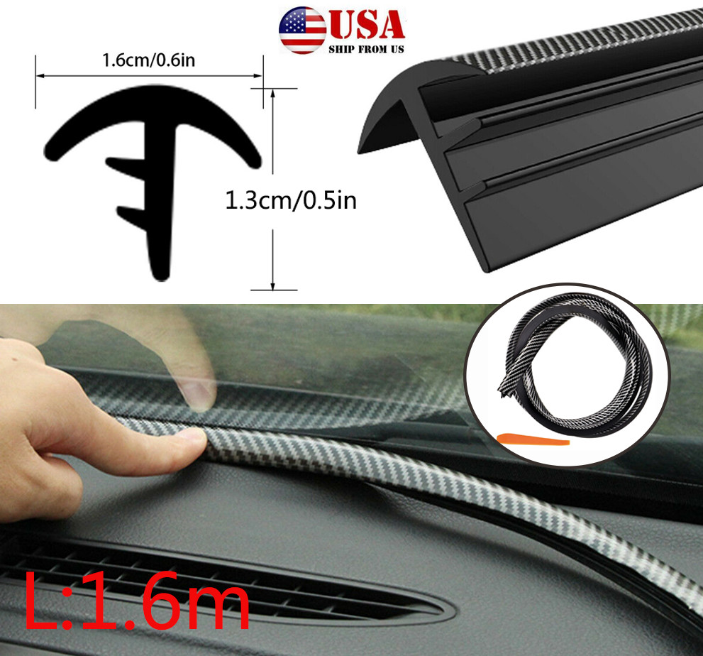 1.6M USA Rubber Carbon Fiber Car Dashboard Gap Filling Sealing Strip Accessories