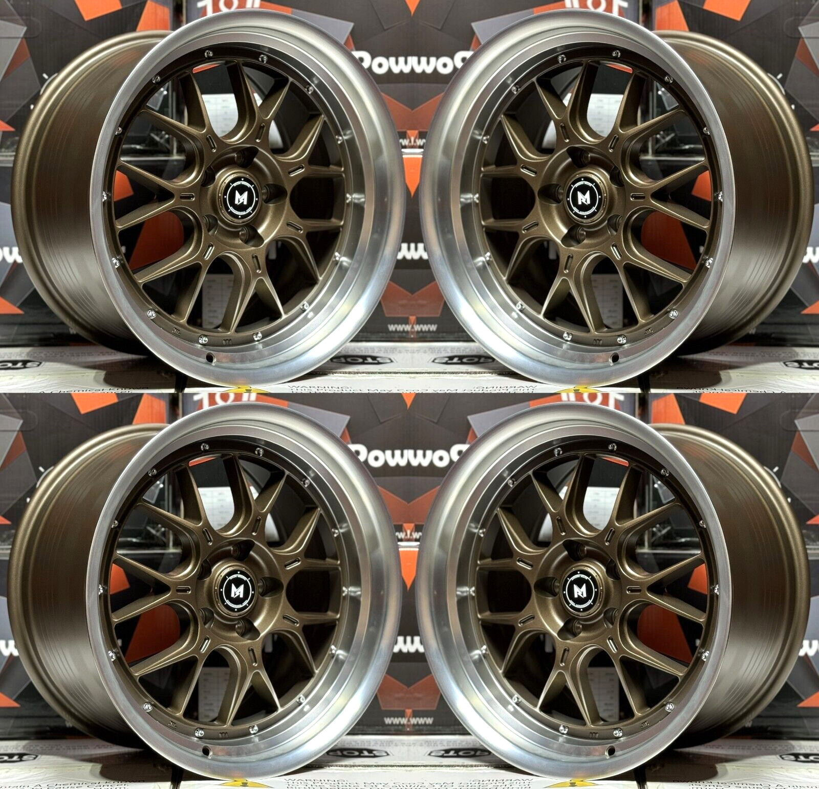 4 Pcs 18×8.5 +35 5×100 MFlow MFL2 Bronze Machined Lip Wheels 18″ Rims Set