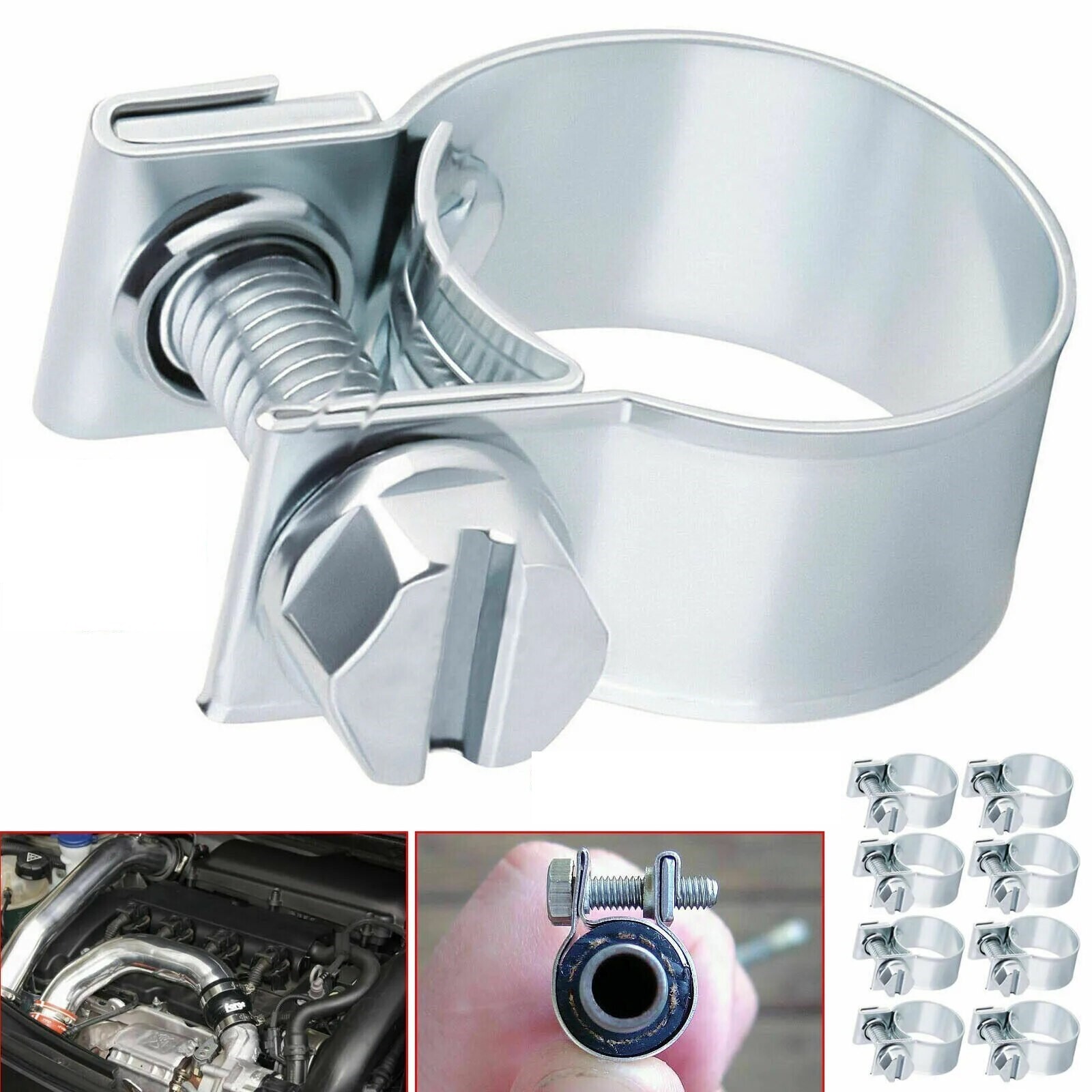 30Pcs 1/4″ 5/16″ 3/8″ Fuel Injection Gas Line Hose Clamps Clip Pipe Clamp Silver