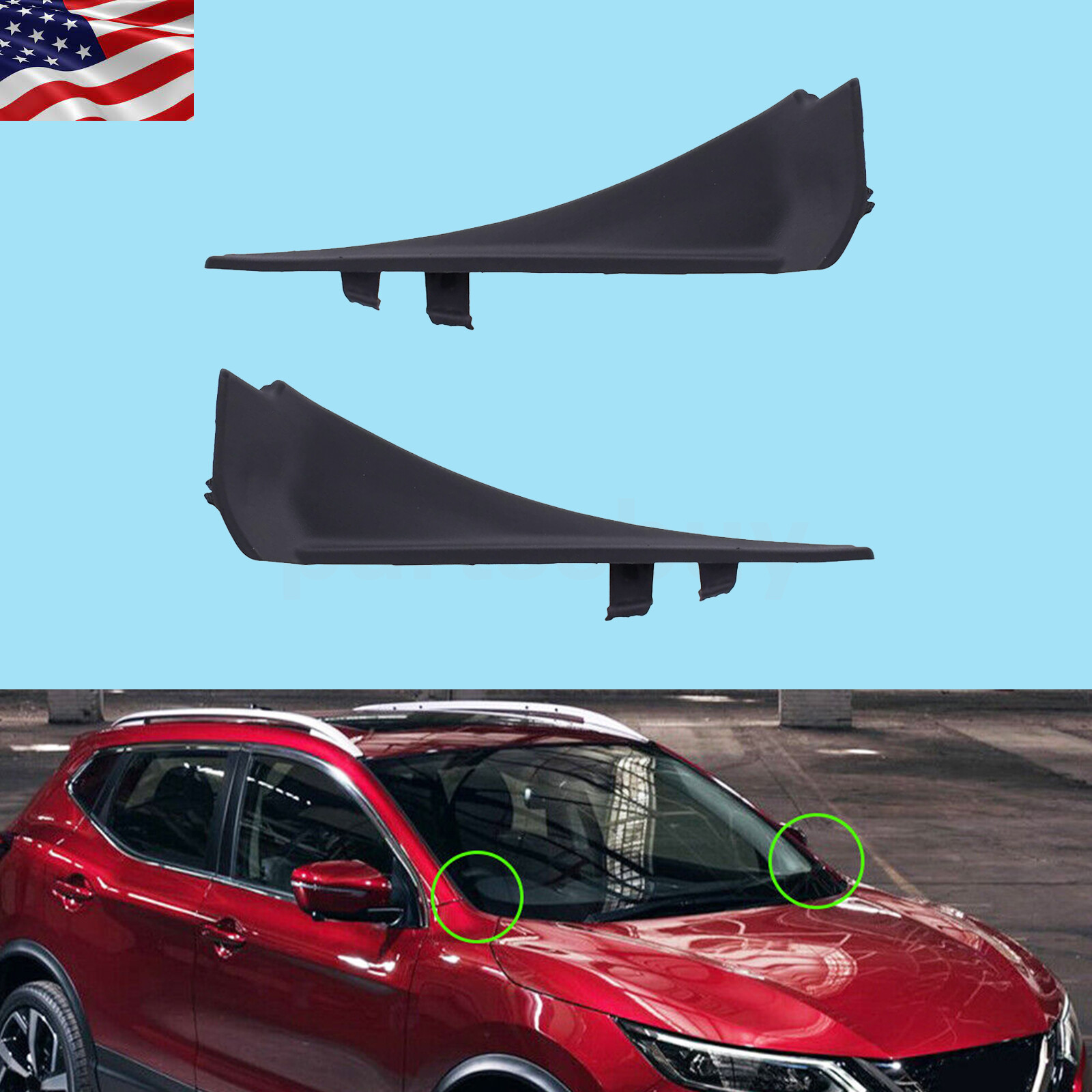 Front Windshield Wiper Side Cover For 14-20 Nissan Rogue 66895-4CL0A 66895-4BA1A