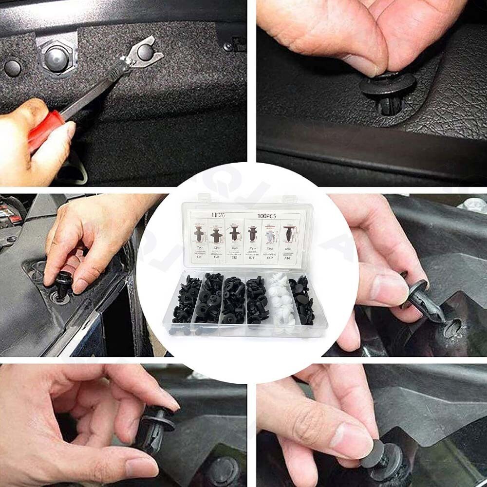 100PCS For Auto Car Bumper Retainer Clips Universal Push Pin Rivet Fasteners