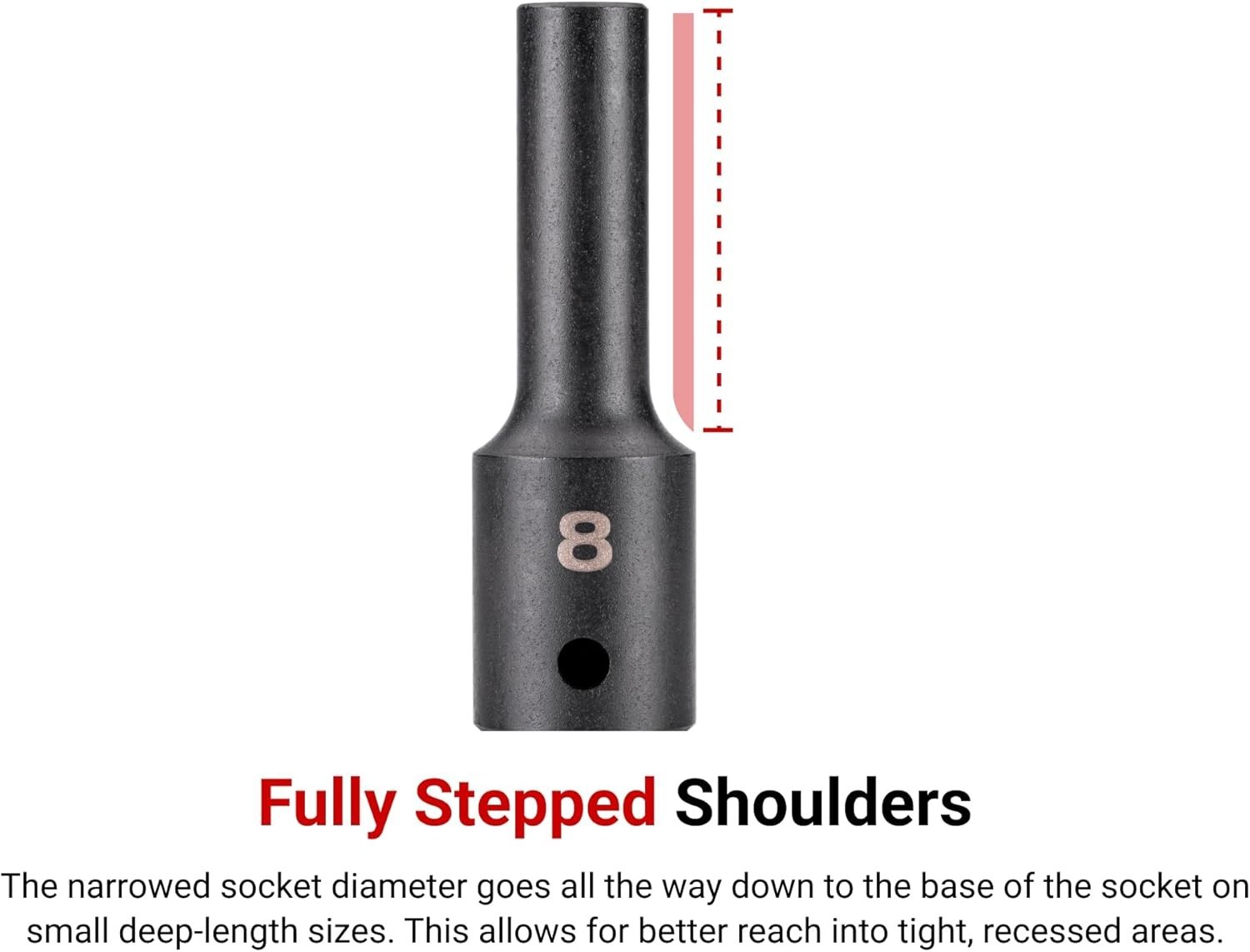 Versatile 1/2 Inch Drive Shallow Socket for Friction Ring & Detent Pin Anvils
