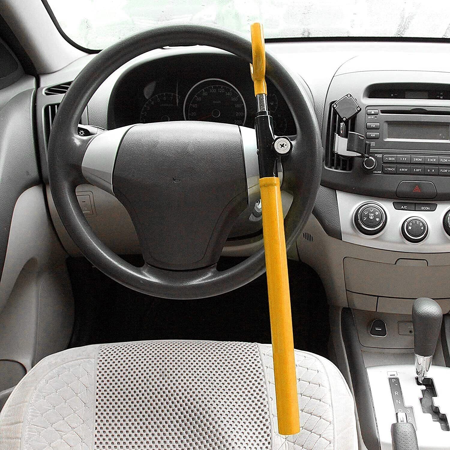 ****(2 Pack)**** CARTMAN Vehicle Steering Wheel Lock, Car Anti-Theft Yellow