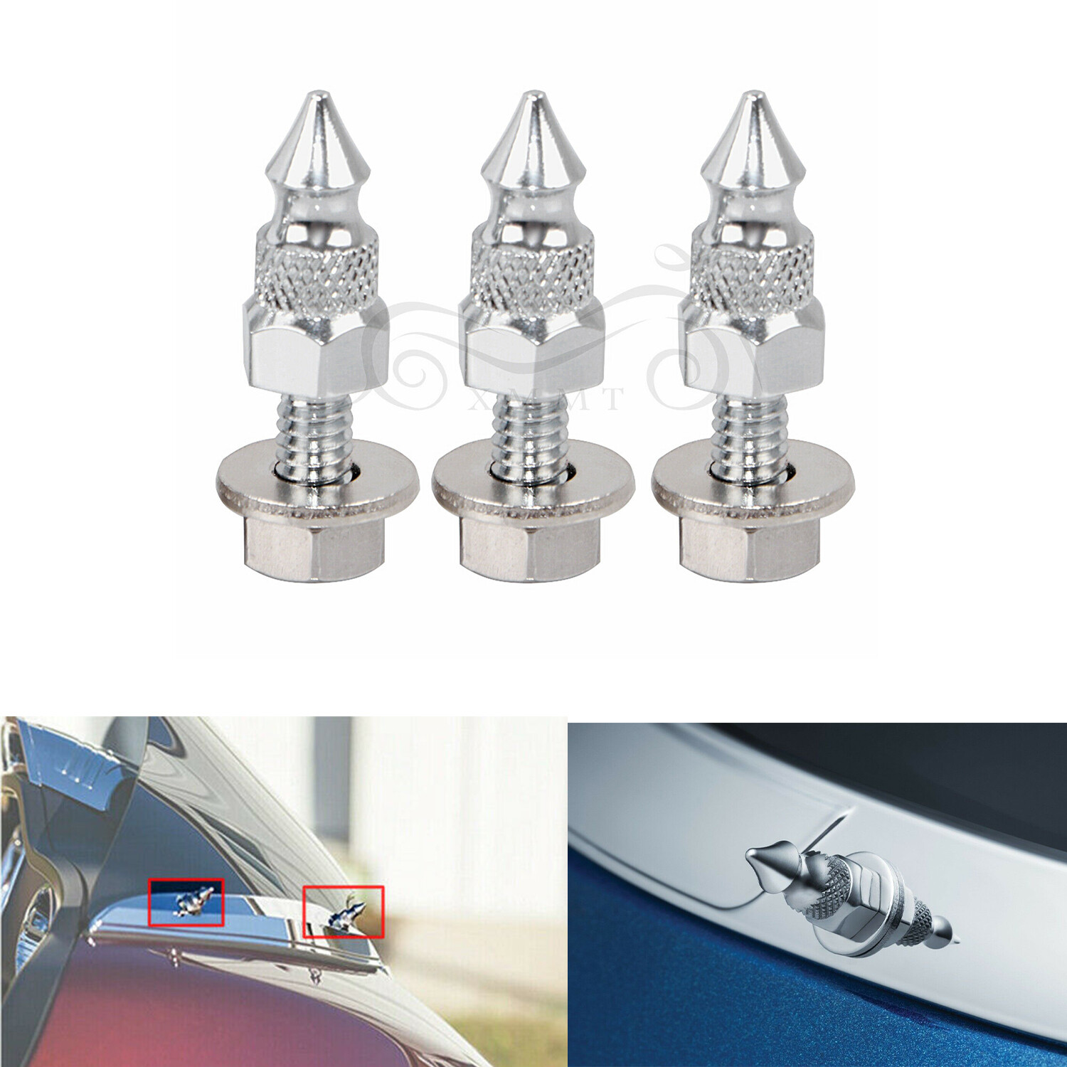 3 Pack Spiked Windshield Mount Bolts For Harley Street Electra Glide FLHTC FLHTK
