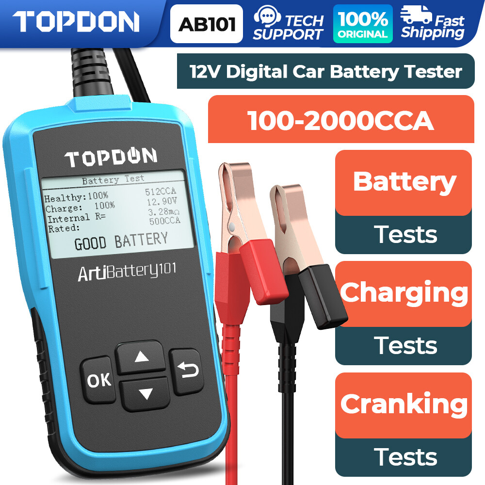 TOPDON AB101 12V Vehicle Battery Tester Analyzer Charging Cranking Tester