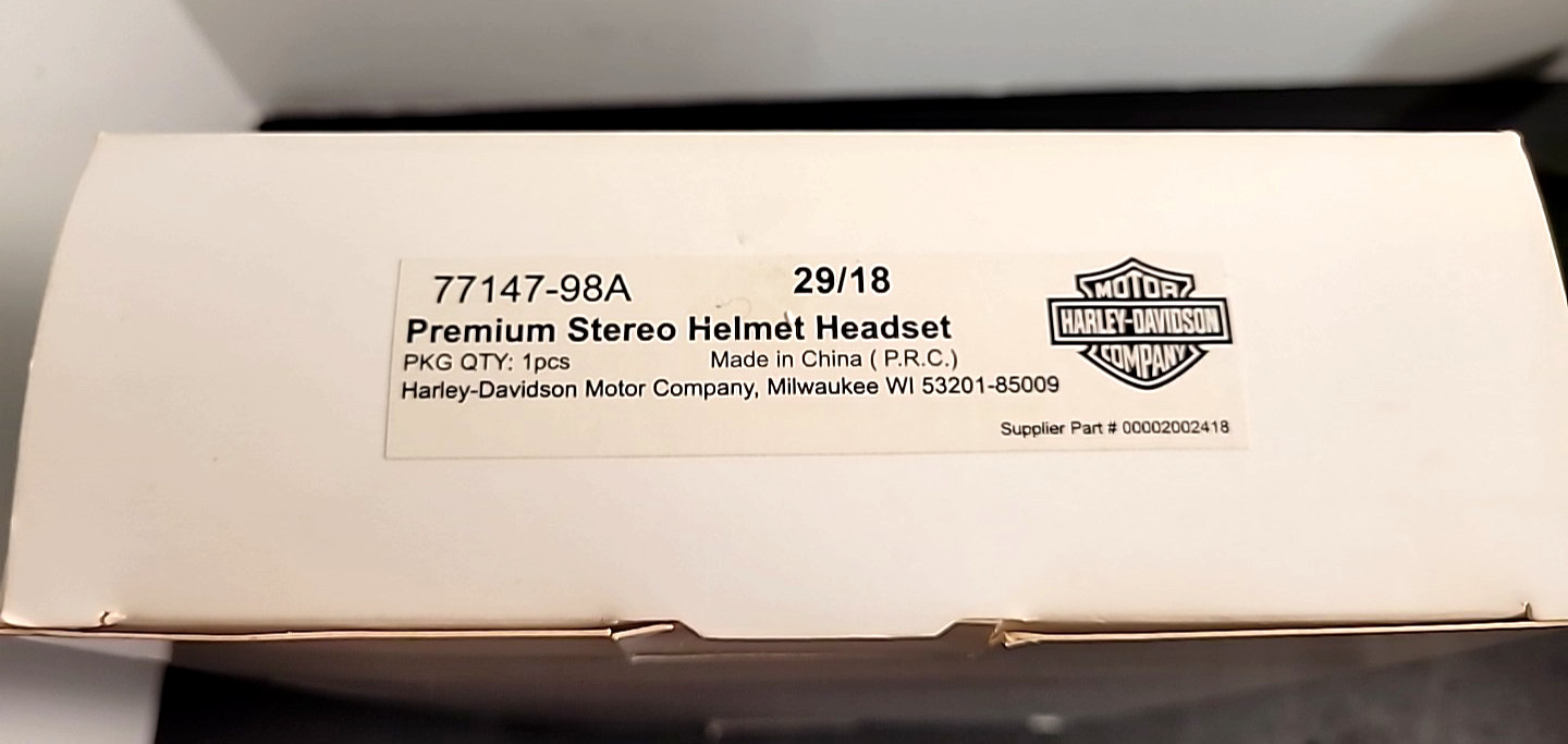 Harley Davidson 77147-98A Premium Stereo Helmet Headset New in Box OEM