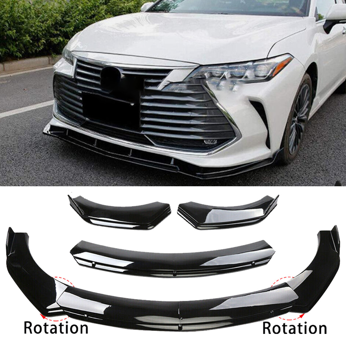 Gloss Black Car Front Bumper Spoiler Lip Splitter Body Kit For Toyota Avalon