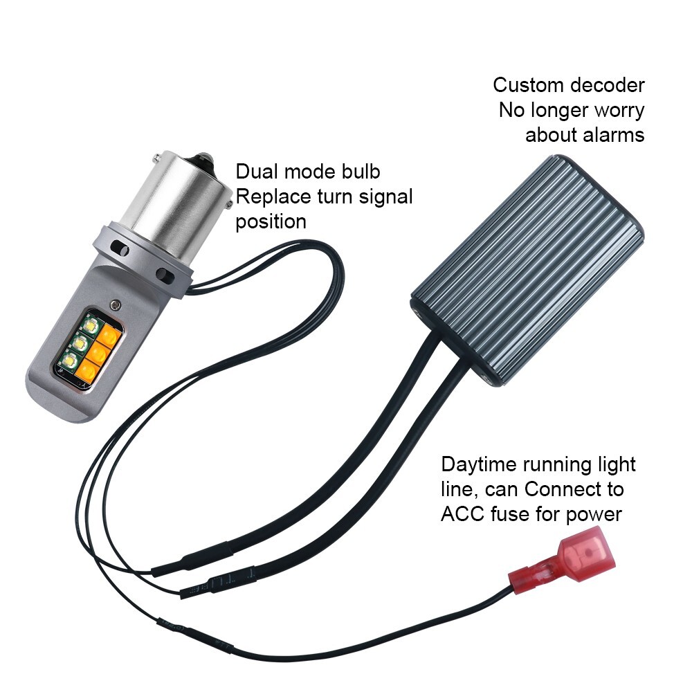 1156 1157 No Error White Amber Switchback LED Front Turn Signal Light Bulbs DRL