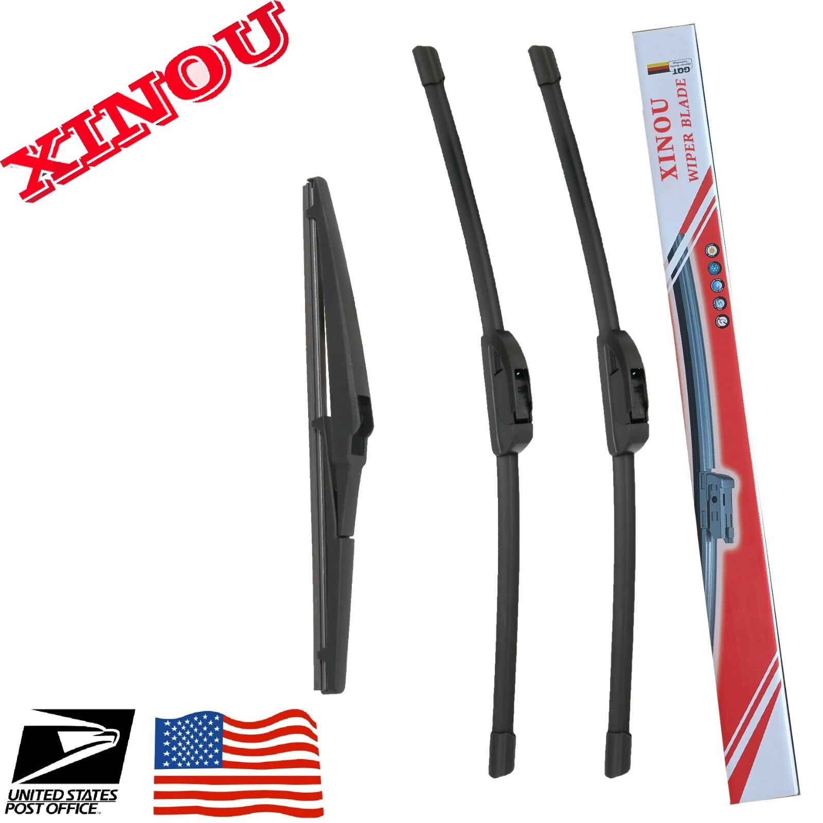 XINOU Front + Rear Wiper Blades For JEEP Cherokee 2014-2024 OEM Quality