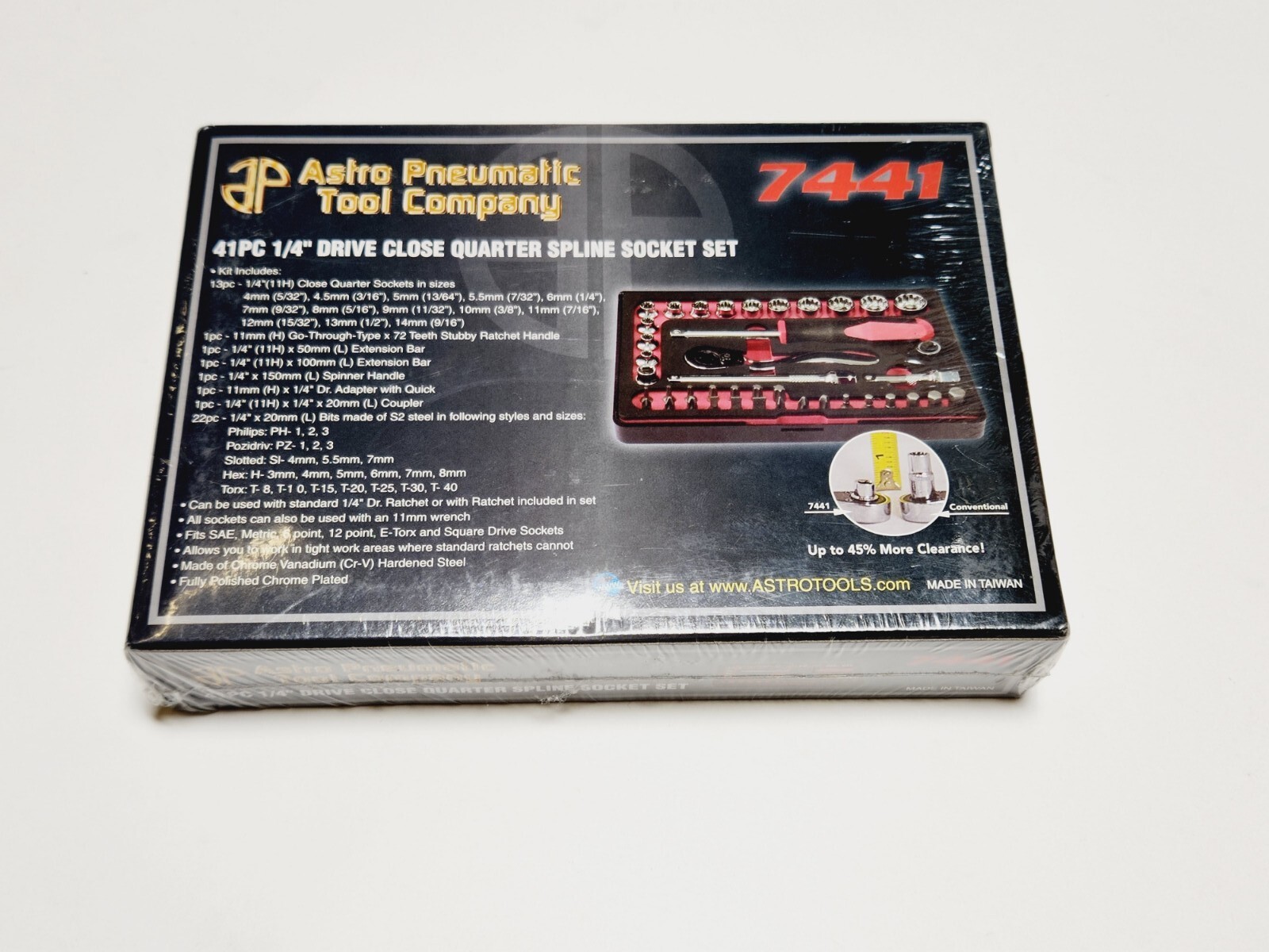 Astro Pneumatic 41pc 1/4″ Dr Close Quarter Spline Socket Set