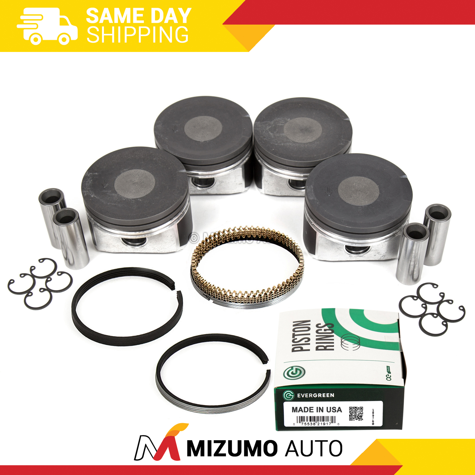 Pistons w/ Rings 19mm Wrist Pin fit Audi Volkswagen Turbo 1.8L 20V AMB