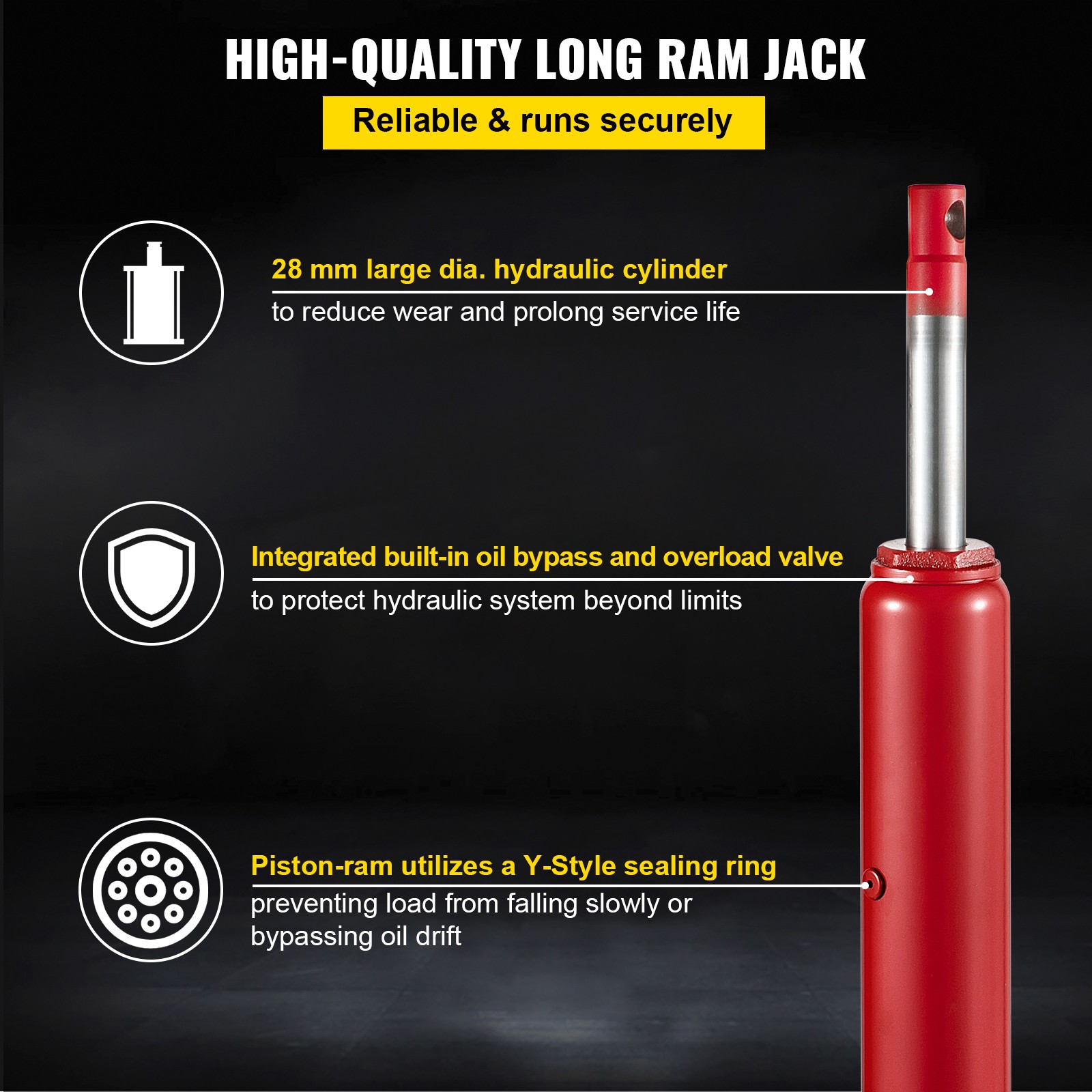 Uimoso 3/4 Ton Hydraulic Long Ram Jack Single Pump Engine Engine Crane Lifting