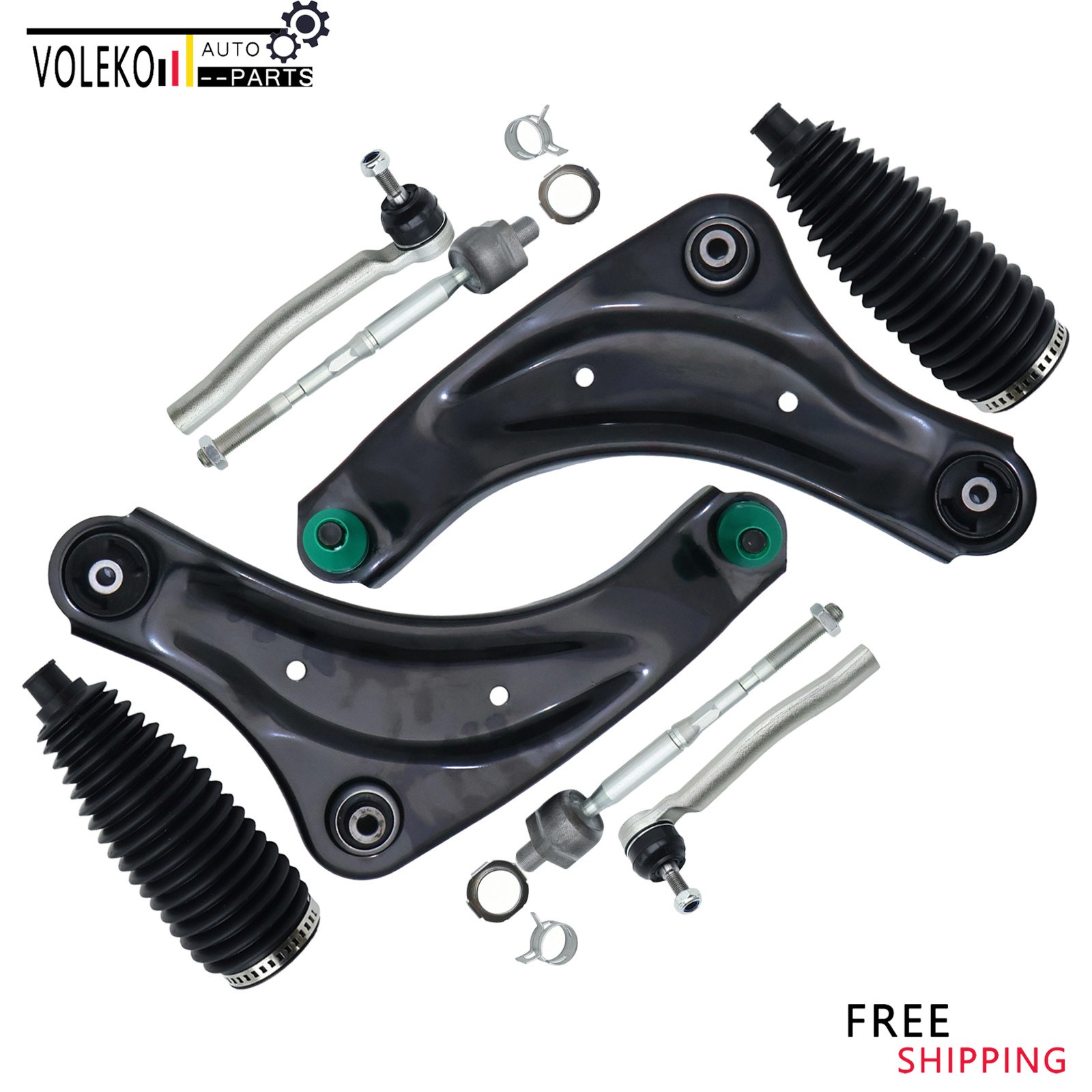 8Pcs Front Suspension Kit Control Arms Tie Rods For 2011-2017 Nissan Juke Leaf