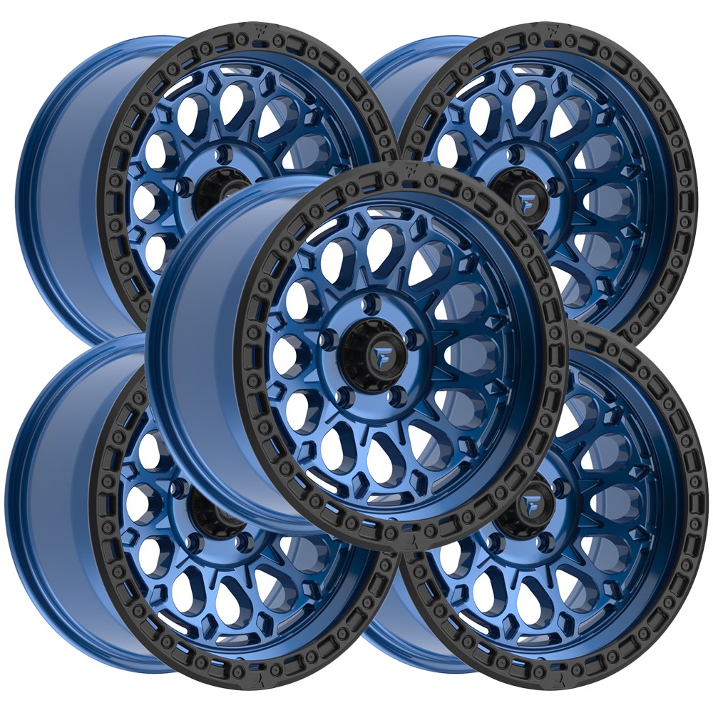 (Set of 5) Fittipaldi Offroad FT101 17×9 5×5″ -12mm Blue Wheels Rims 17″ Inch