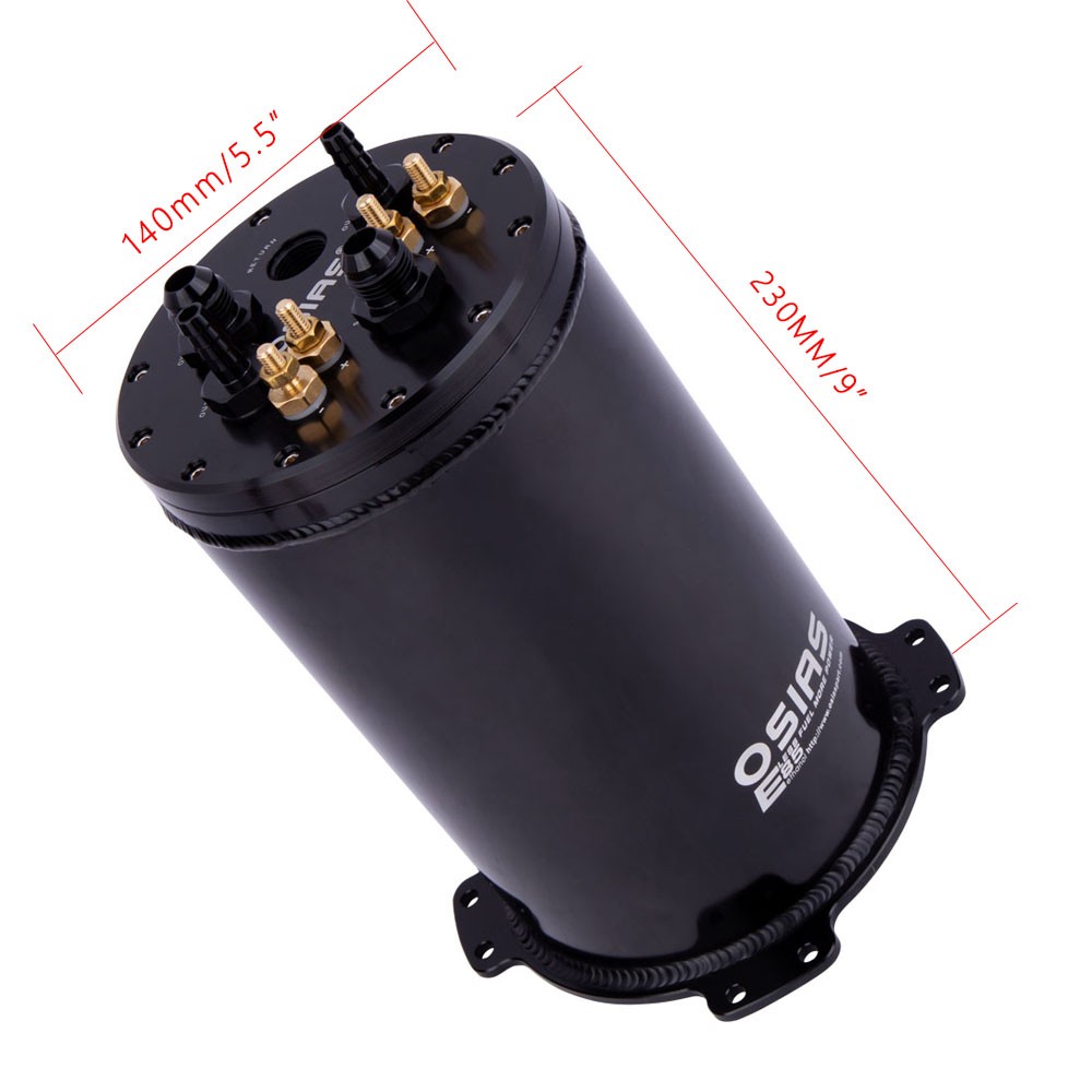 Aluminum 2.6L/2.8L 8AN Fuel Surge Tank For Single or Twin 39mm-40mm Intank Pumps