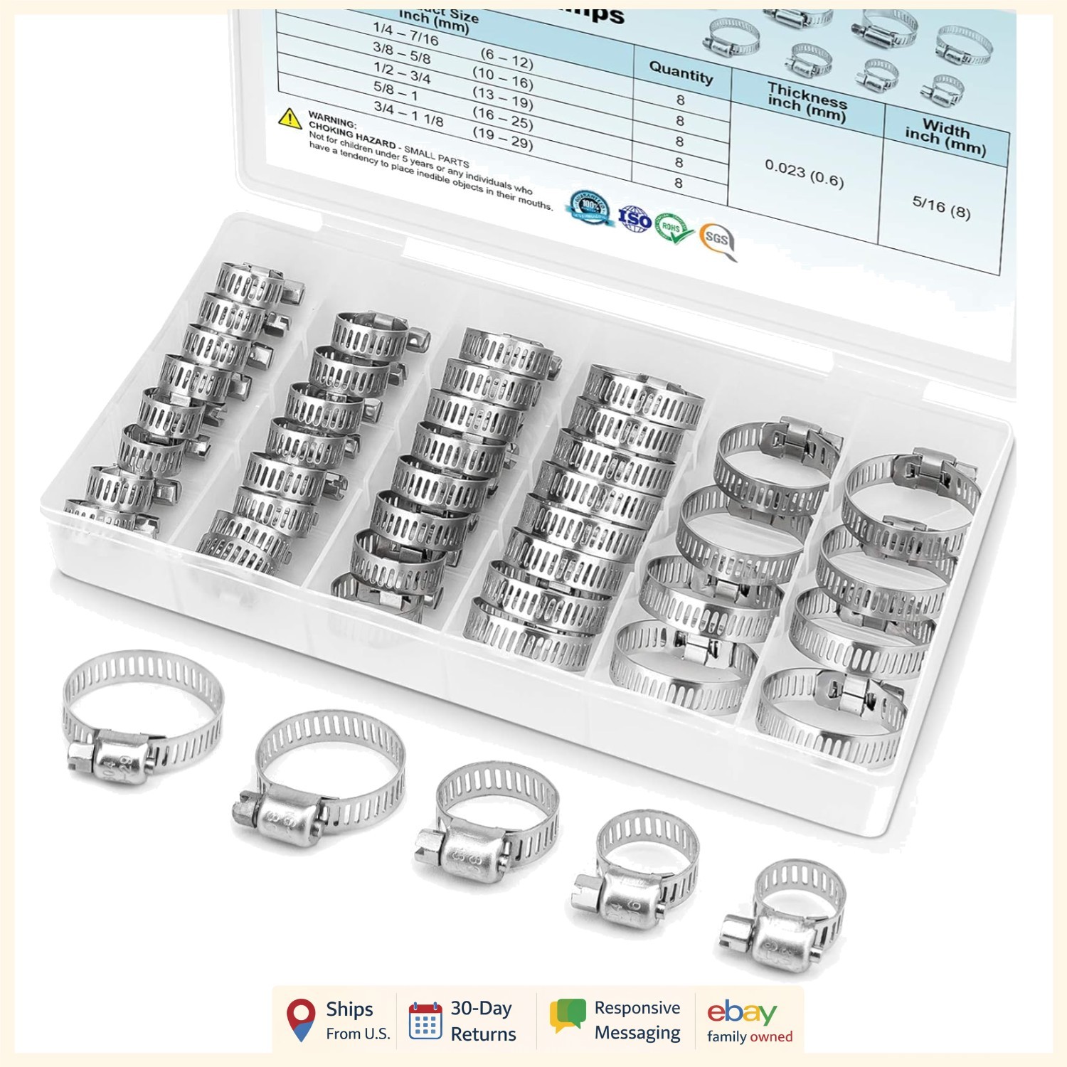 Versatile Hose Clamps Set – 40PCS for Plumbing, Garden, and HVAC Applications