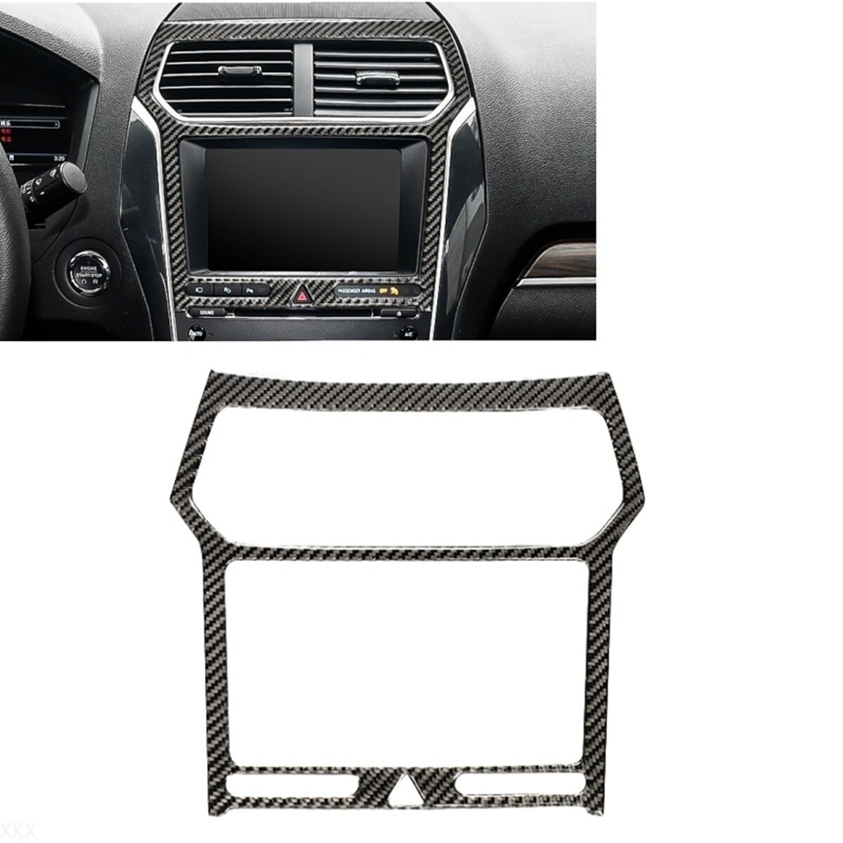 1x Carbon Fiber Stereo Radio GPS Panel Frame Cover For Ford Explorer 2013-2019)