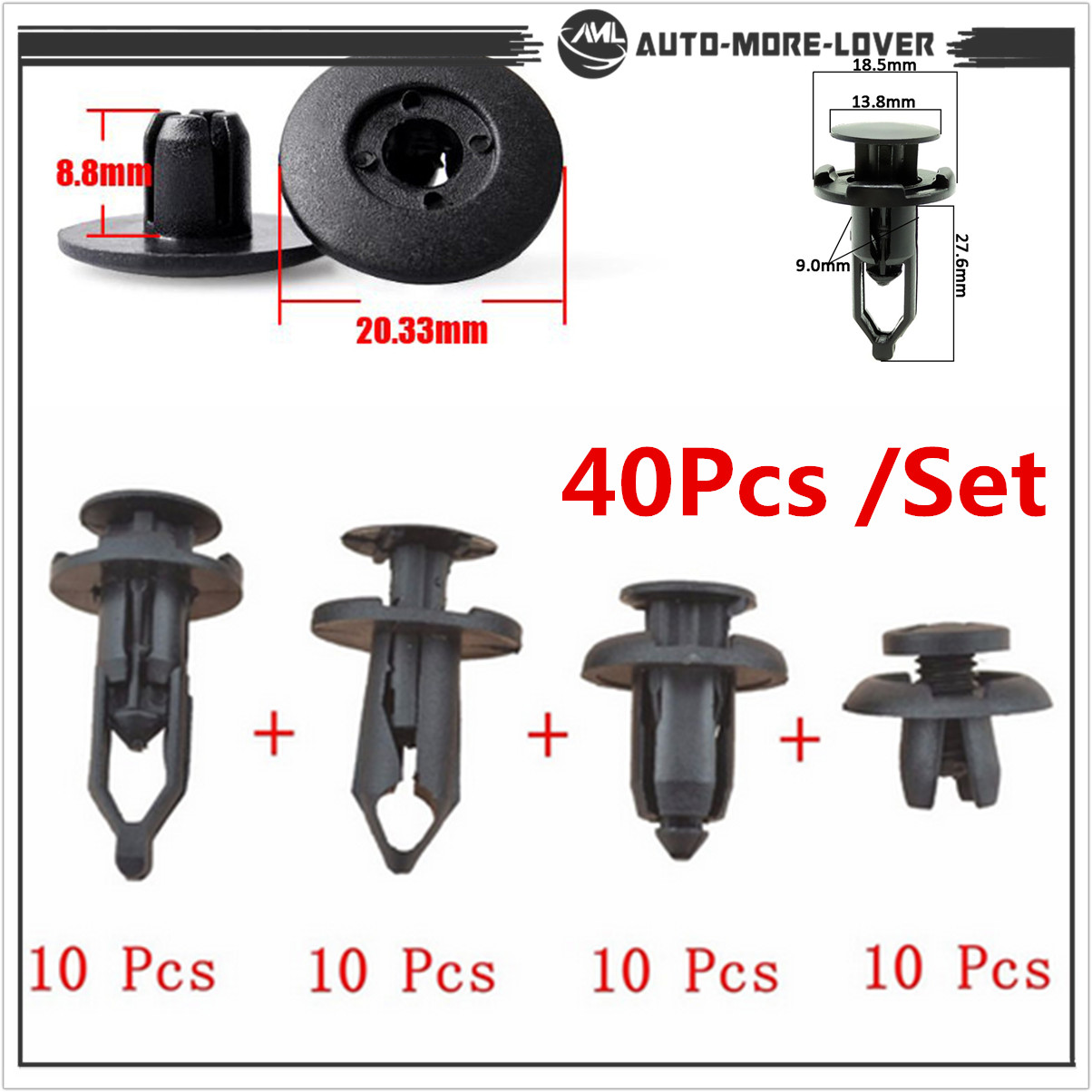 Fastener Trim Moulding Clip Assortment of Car Body Plastic Push Pin Rivet 40pcs