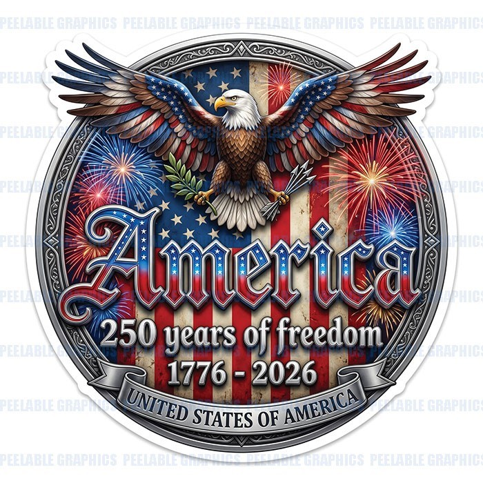 America 250 Years Sticker Vinyl Decal American Patriotic USA Flag P