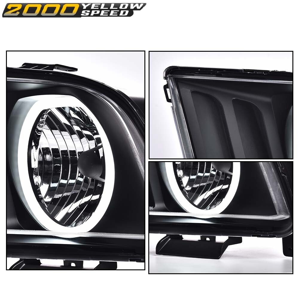 Fit For 2005-2009 Ford Mustang Headlights Replacement Lamps Left + Right Side