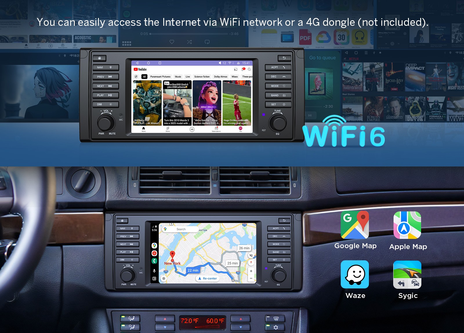 Eonon E39X7S 7″ Android 14 6+64GB 8Core Car GPS Radio Stereo CarPlay for BMW E39
