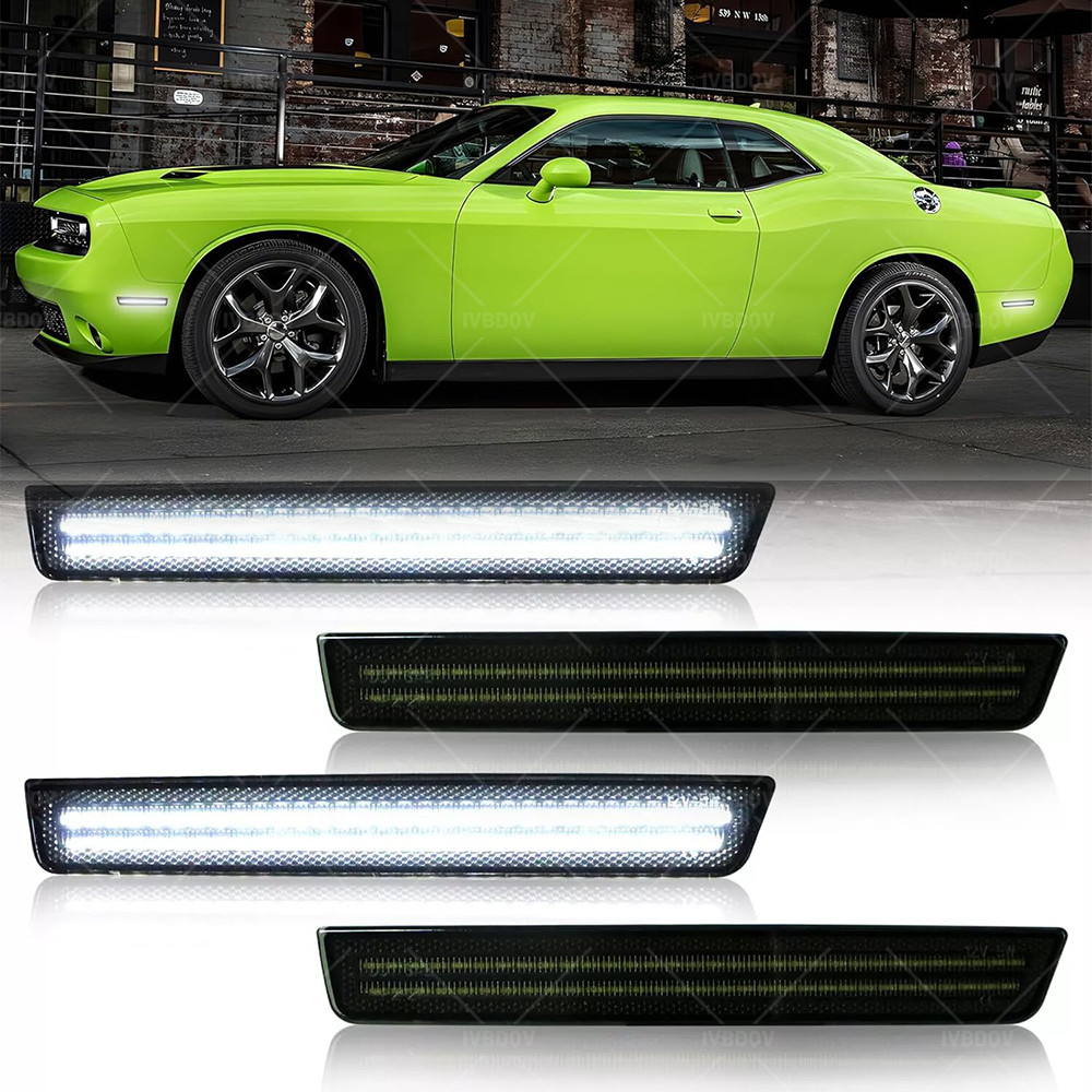 For 2015-2023 Dodge Challenger Front Rear Fender LED Side Marker Light Set 4PC