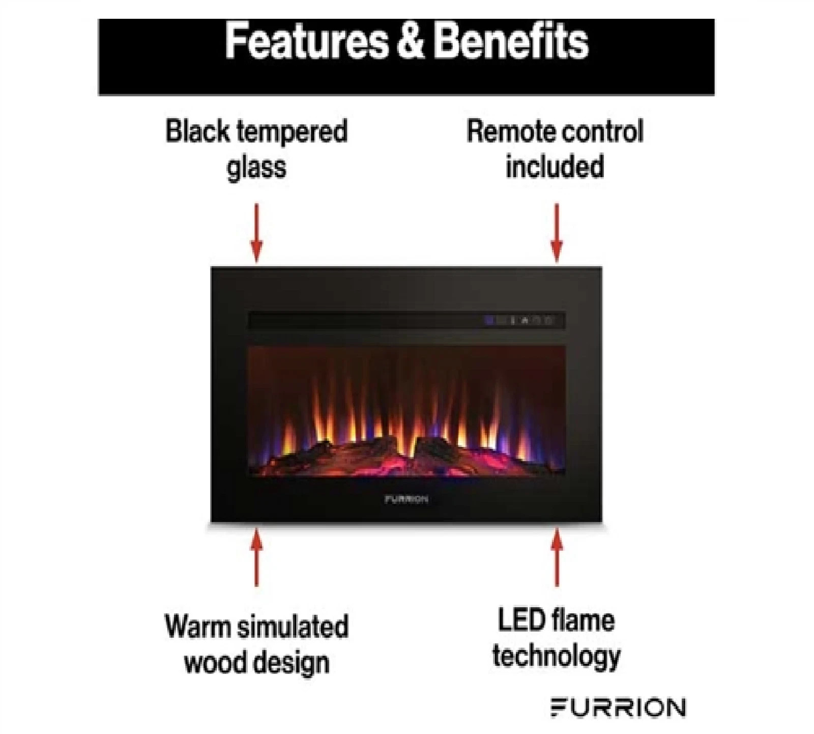Furrion Lippert 30″ RV Eletric Fireplace FF30SC15A-BL Crystal Platform Camper