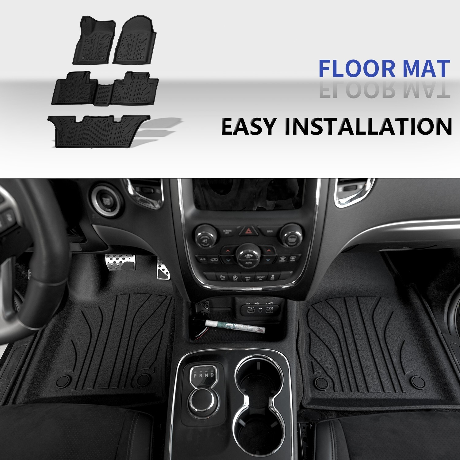 For 2016-2026 Dodge Durango Floor Mats Backrest Mat Trunk Cargo Liners TPE