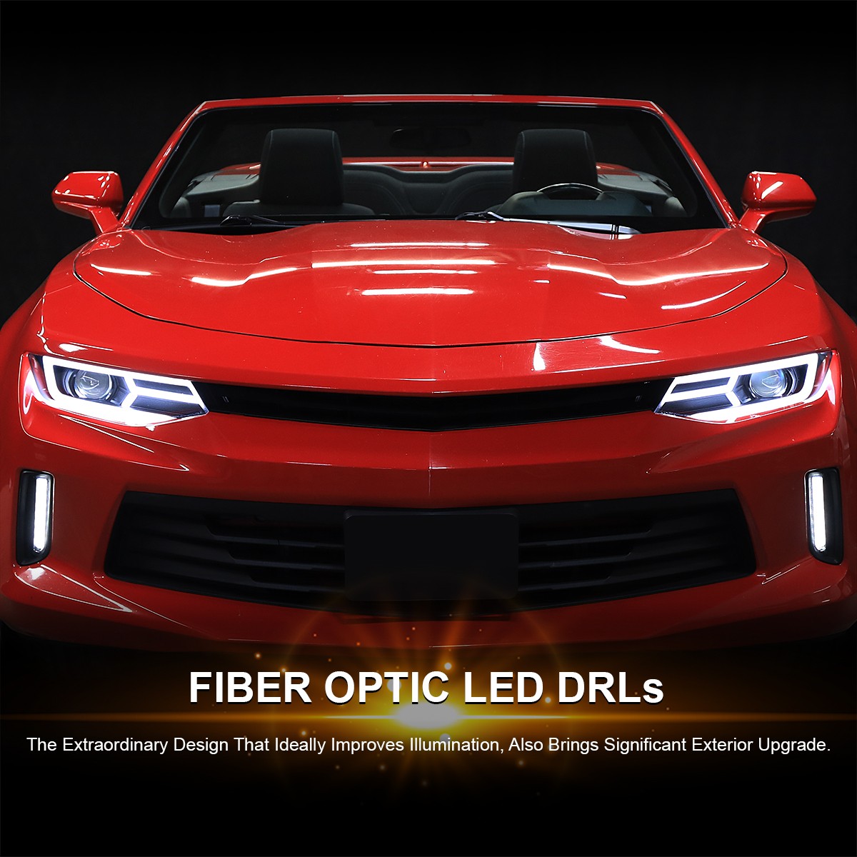 Fits Black 2016-2018 Chevy Camaro LED Sequential Signal Projector Headlights DRL