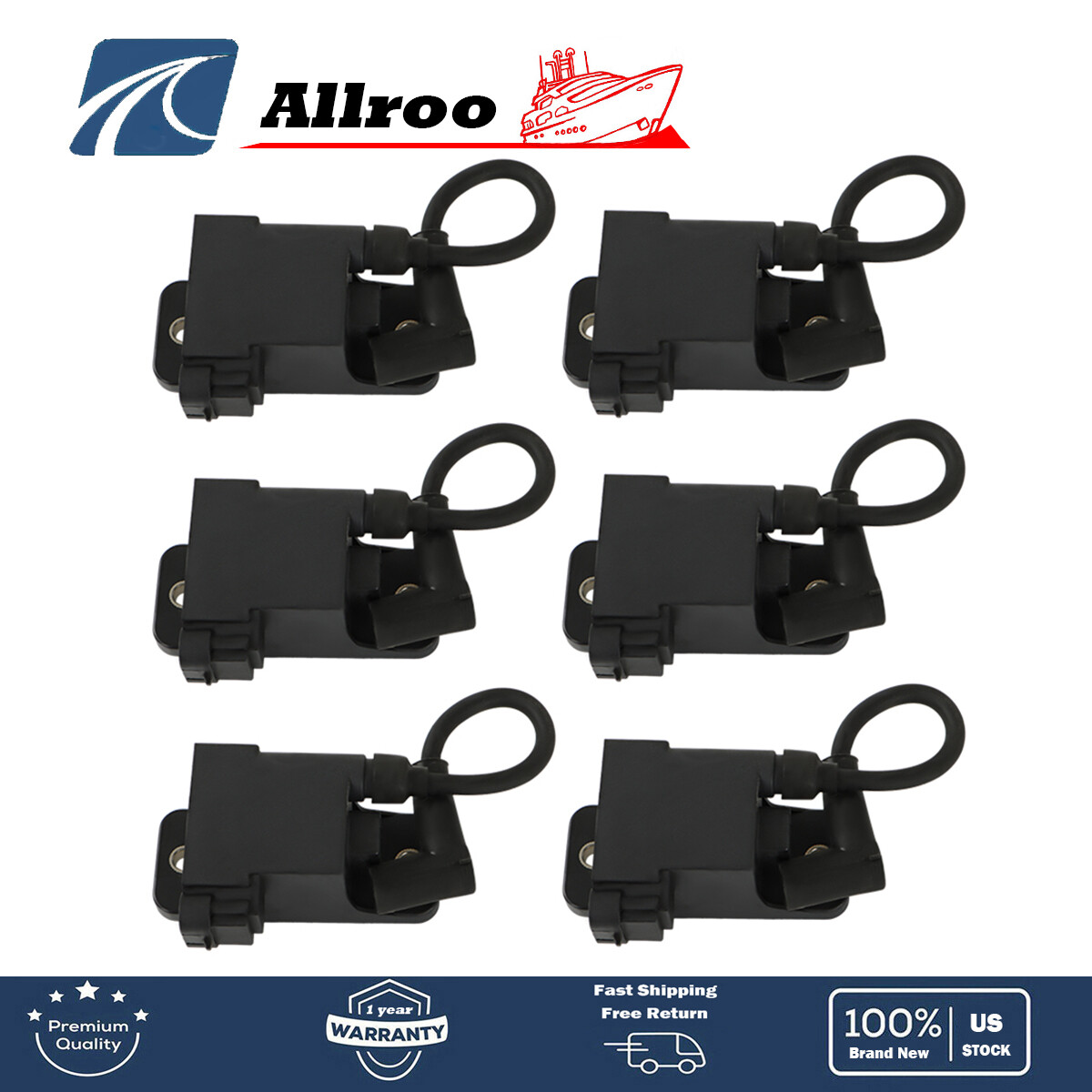 6Pcs Ignition Coil For Mercury Outboard Motor 827509A7 114-7509 827509A9 Engine