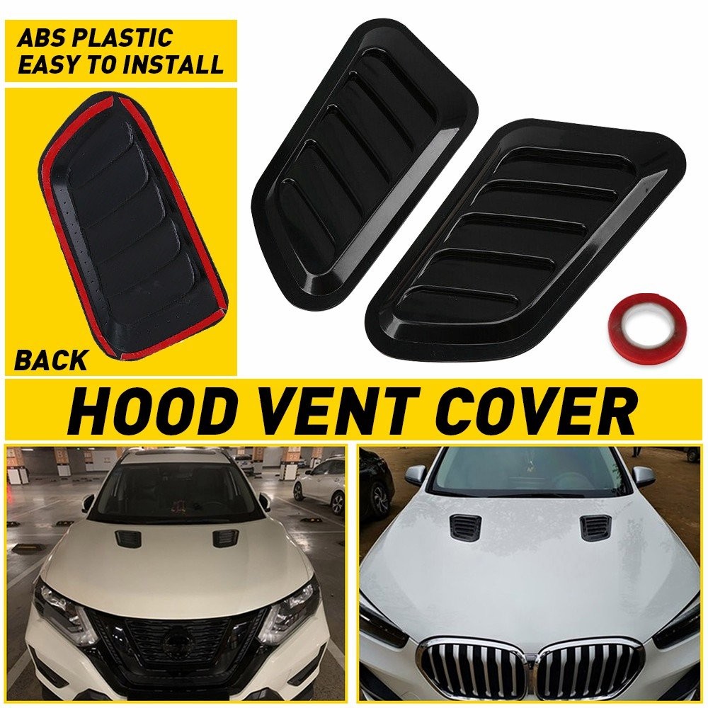 2X Air Intake Flow Hood Scoop Bonnet Vent Cover Universal Black Car Decorative