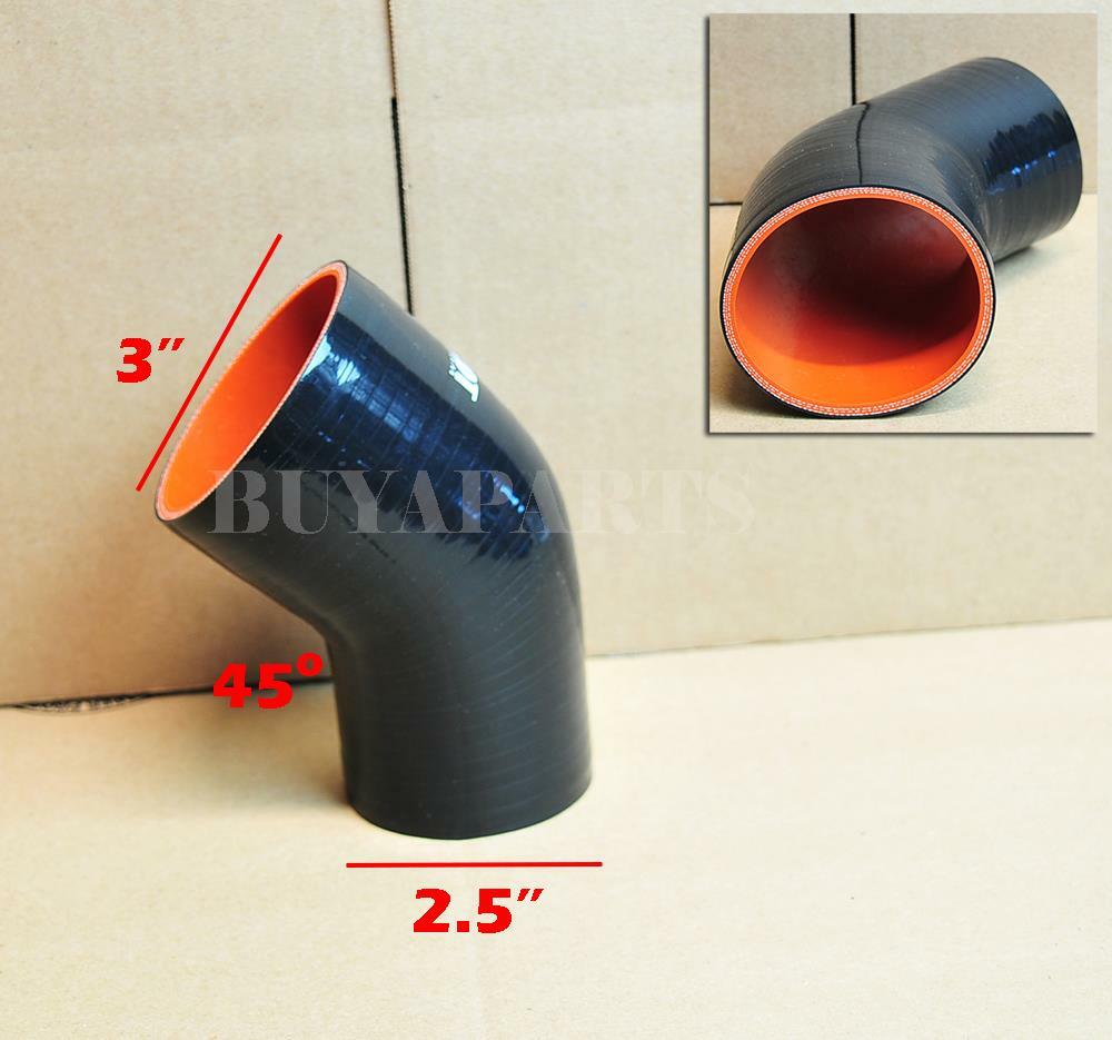 3″-2.5″ 76mm-63mm 45 degree Turbo/Intake/Intercooler Silicone Coupler Hose BLACK