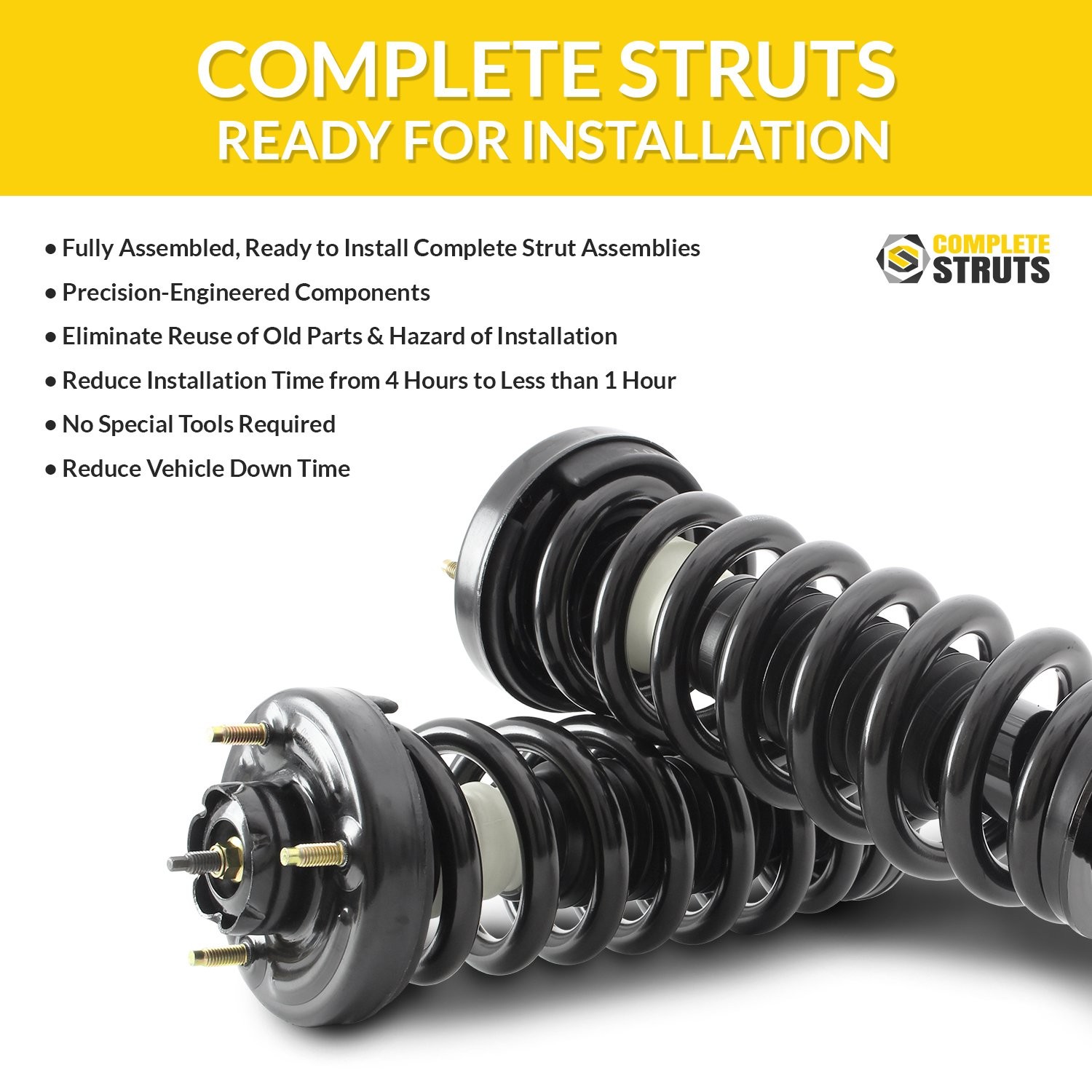 Front Pair Complete Struts & Coil Spring Assemblies for 2016-2020 Honda Pilot