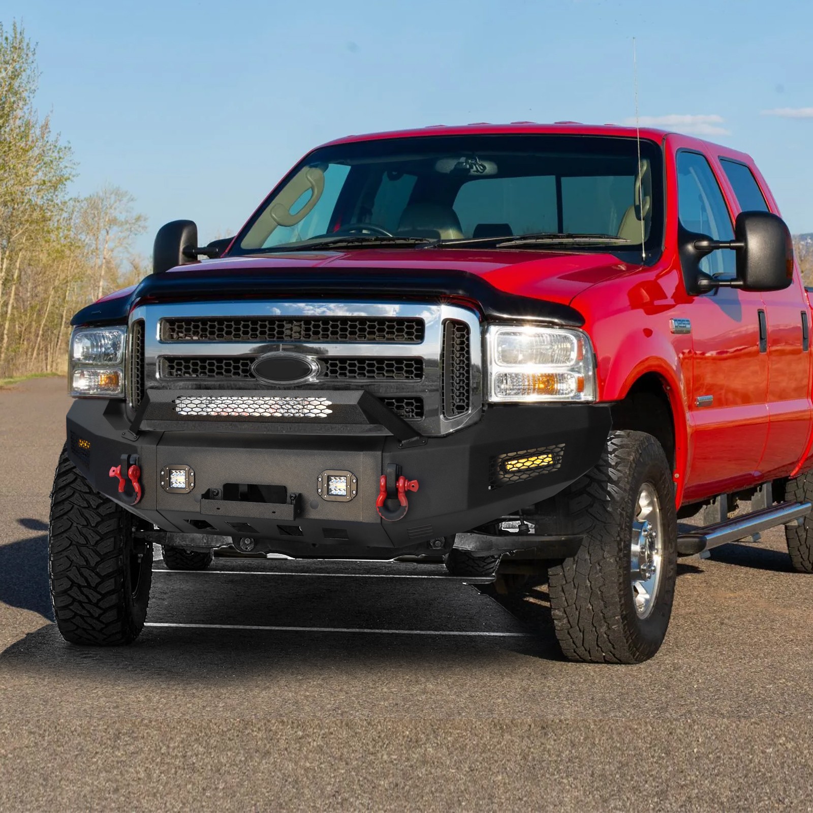 For 2005-2007 Ford F250 F350 F450 F550Steel Front Rear Bumper w’winch & Lights