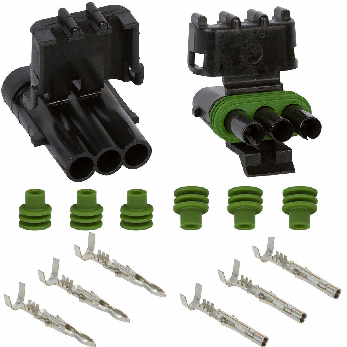 DELPHI WEATHER PACK 3 CAVITY CONDUCTOR CONNECTOR KIT 20-18 WS 2 PACK – TWO SETS