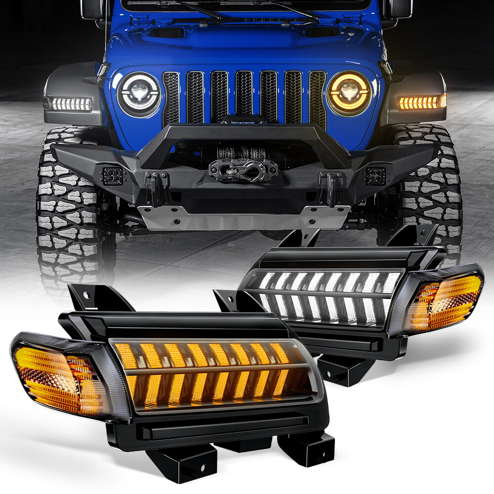 2018-2024 fit for Jeep Wrangler Sport S JL JLU LED Turn Signal Light Fender Lamp