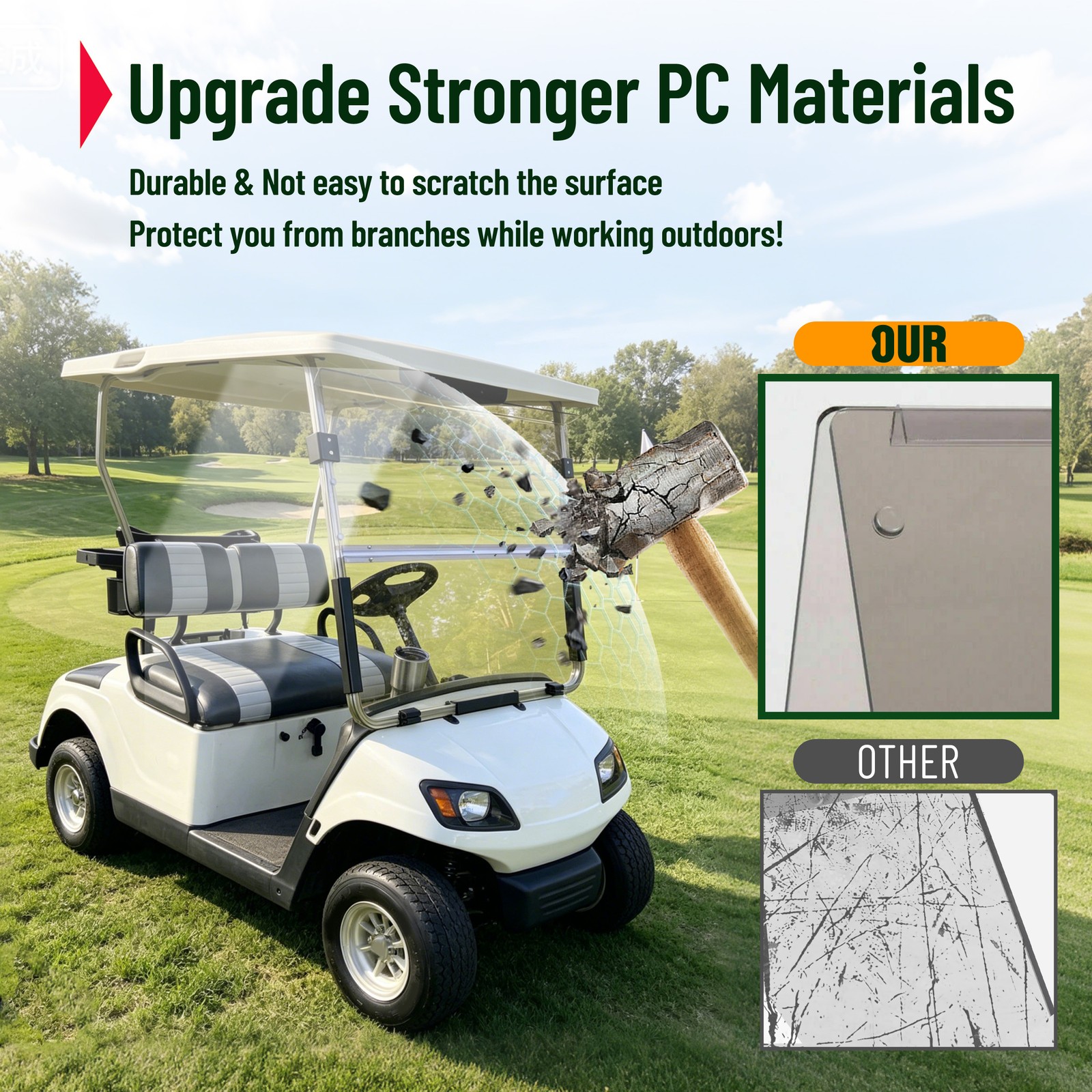Foldable Smoke Windshield Windscreen For Yamaha G14 G16 G19 Golf Cart 1995-2003