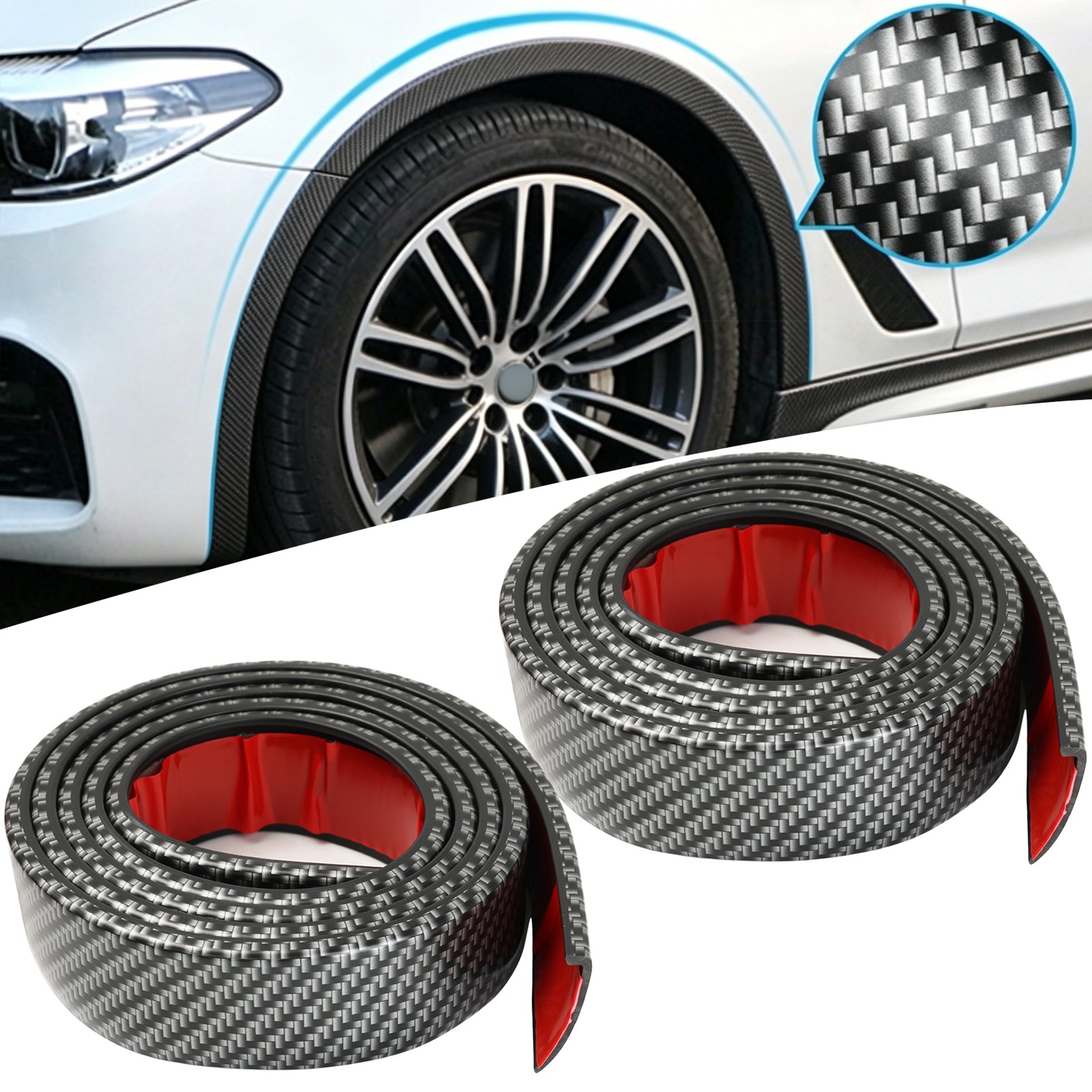 2x 1.5M Self-Adhesive Rubber Car Wheel Arch Fender Trim Scratch Guard Protector