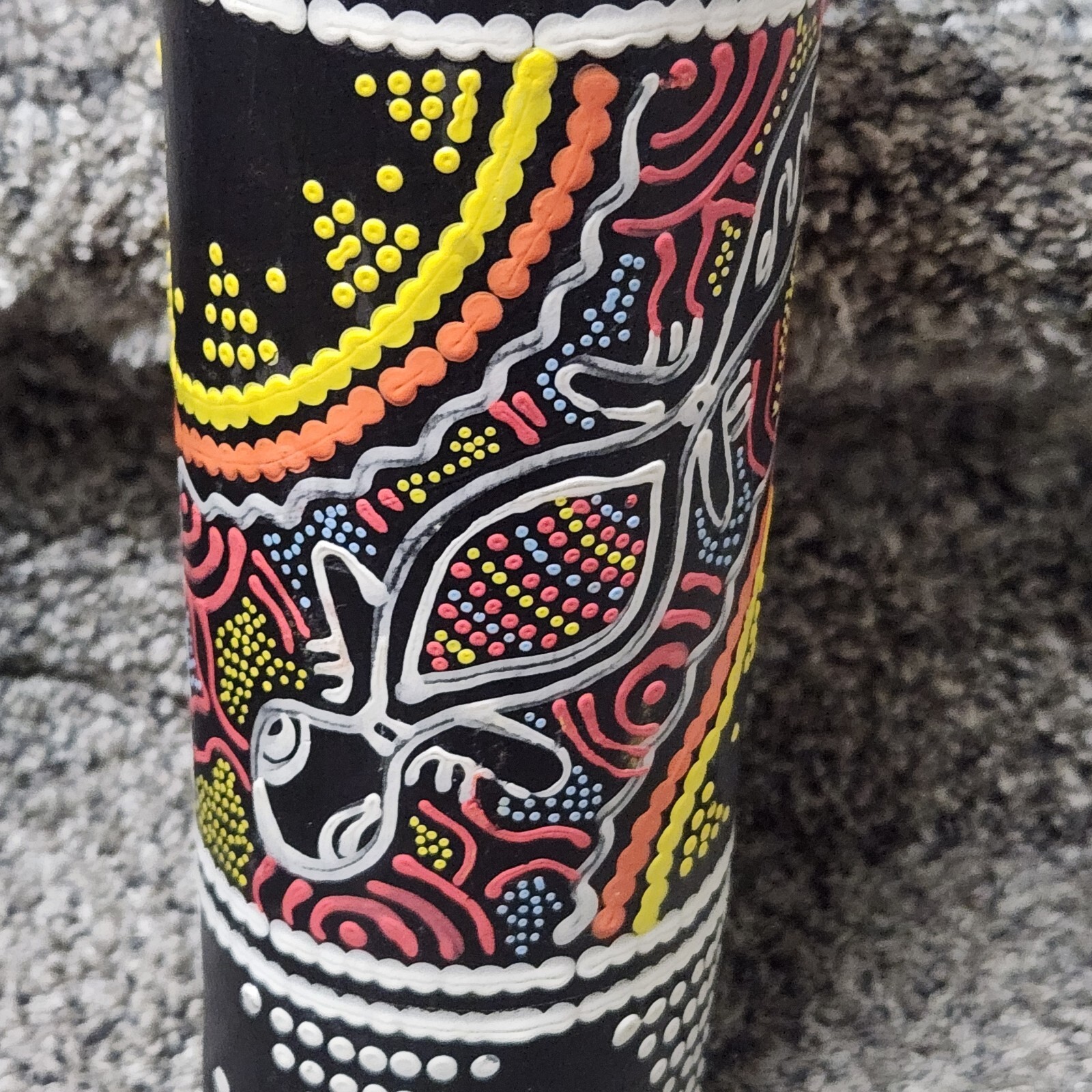 Spring Drum Thunder Tube Thunder Maker Lizard Hand Painted Indonesia