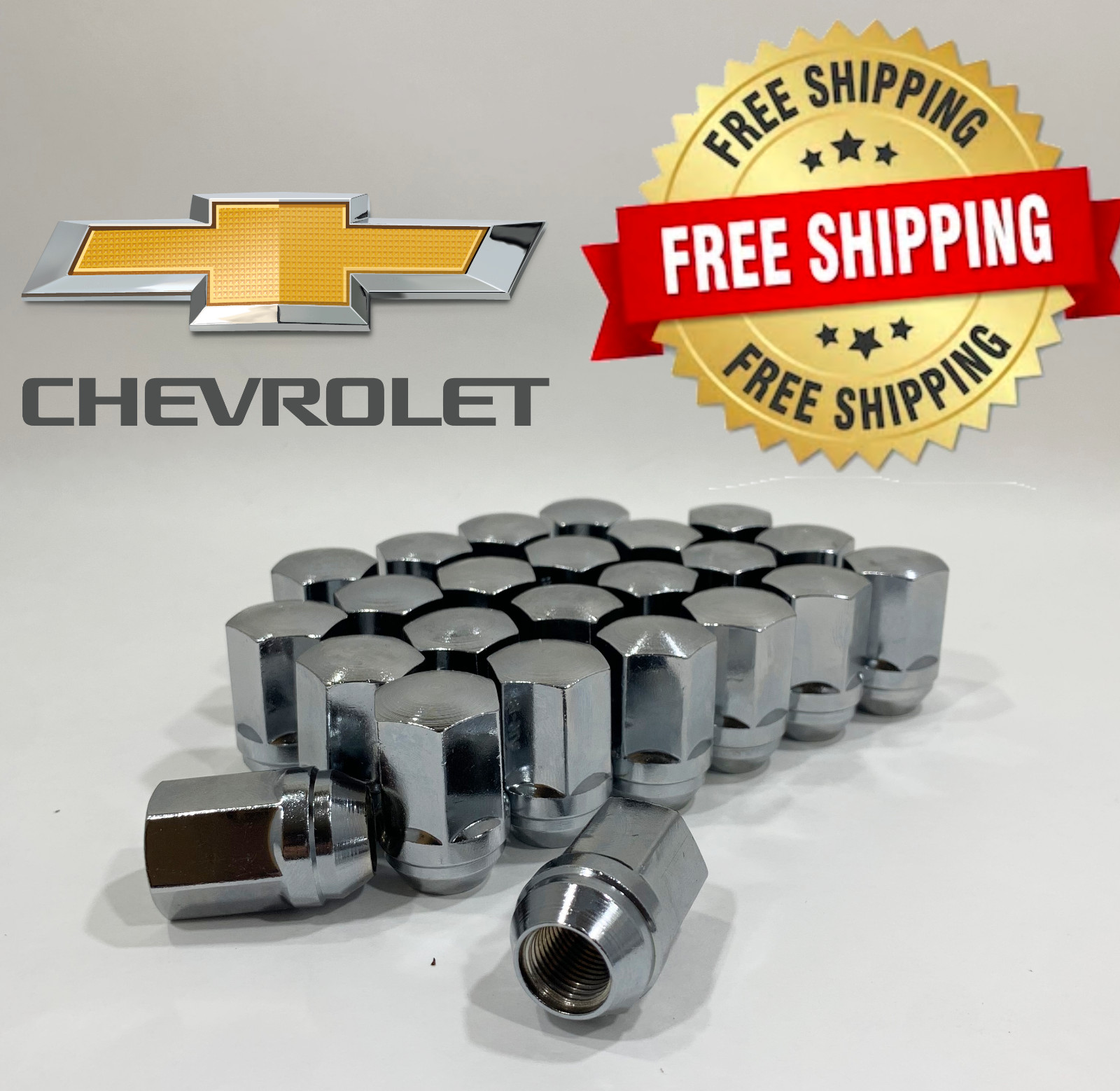 !24 x 14MMX1.5 OEM/FACTORY STYLE CHROME LUG NUTS FITS CHEVY FREE SHIPPING