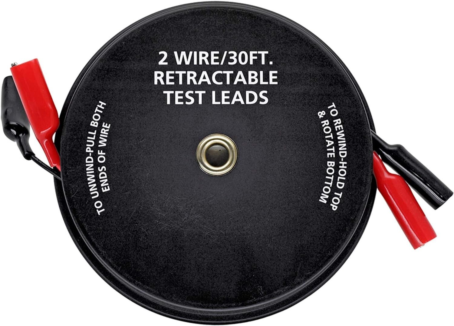 2 Wire 30 FT Retractable Test Leads 18 Gauge Alligator Clips Electrical Testing