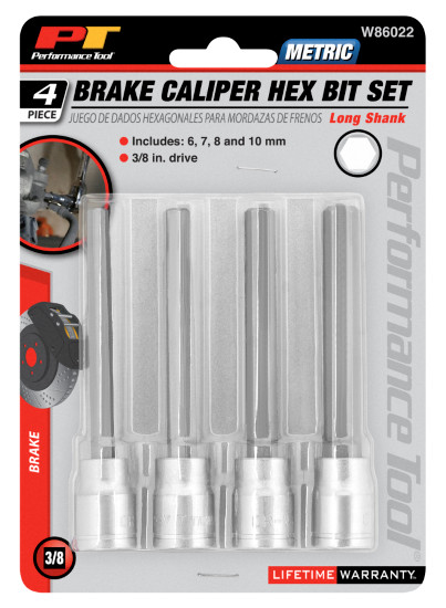 W86022 Metric mm – BRAKE CALIPER Hex Bit Set – Long Shank – 4 Pieces